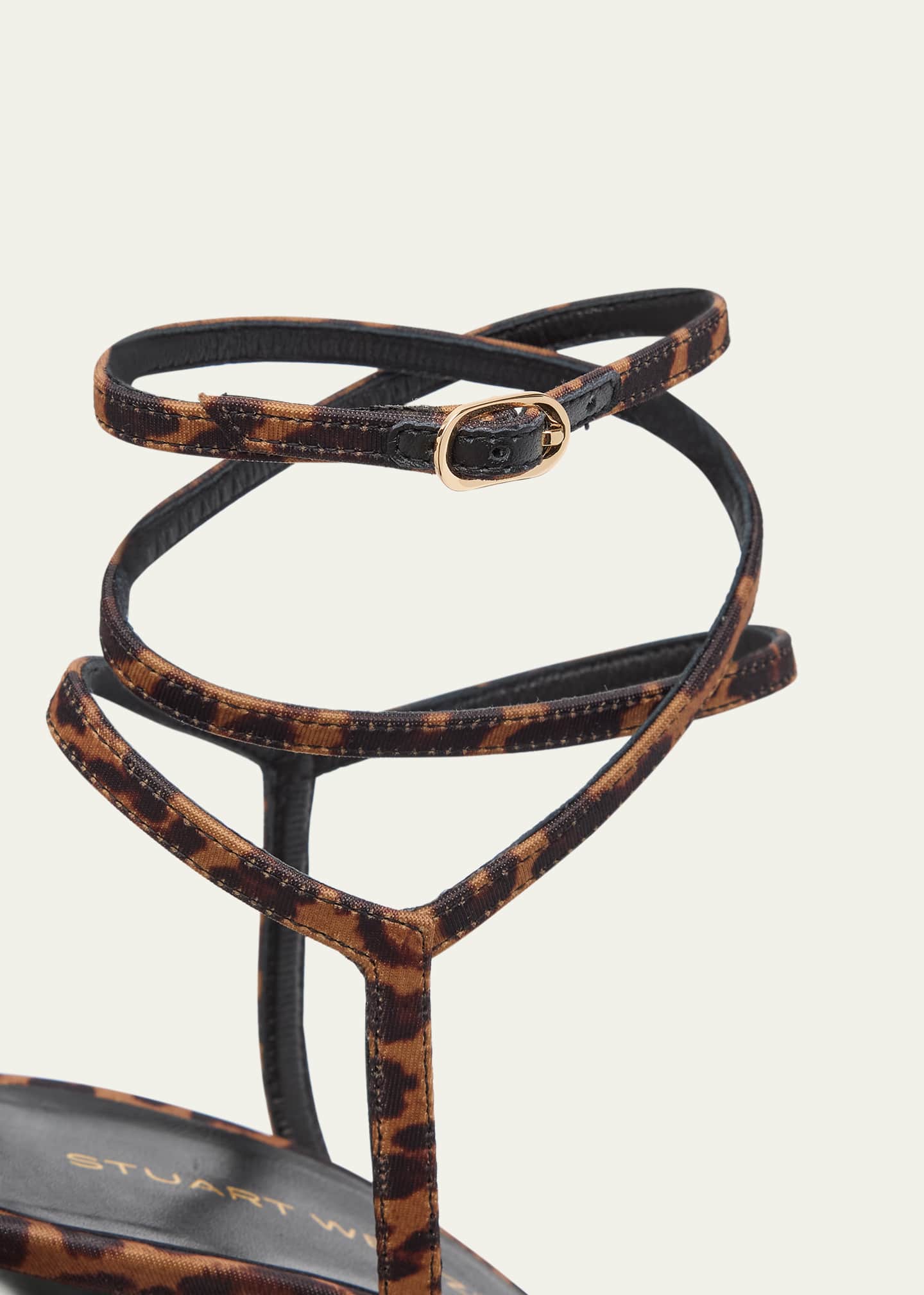 Stuart Weitzman Nudist Leopard-Print Stiletto Wrap Sandals Image 5 of 6