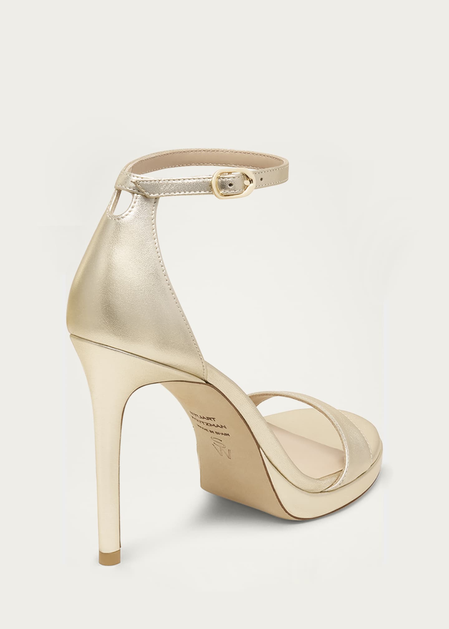 Stuart Weitzman Nudist Metallic Ankle-Wrap Platform Sandals Image 3 of 4