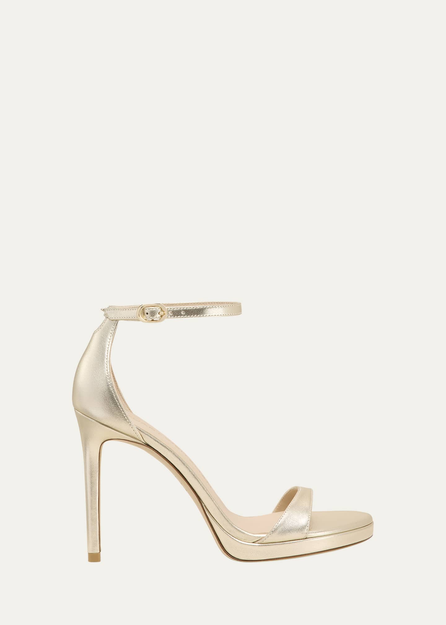 Stuart Weitzman Nudist Metallic Ankle-Wrap Platform Sandals Image 1 of 4