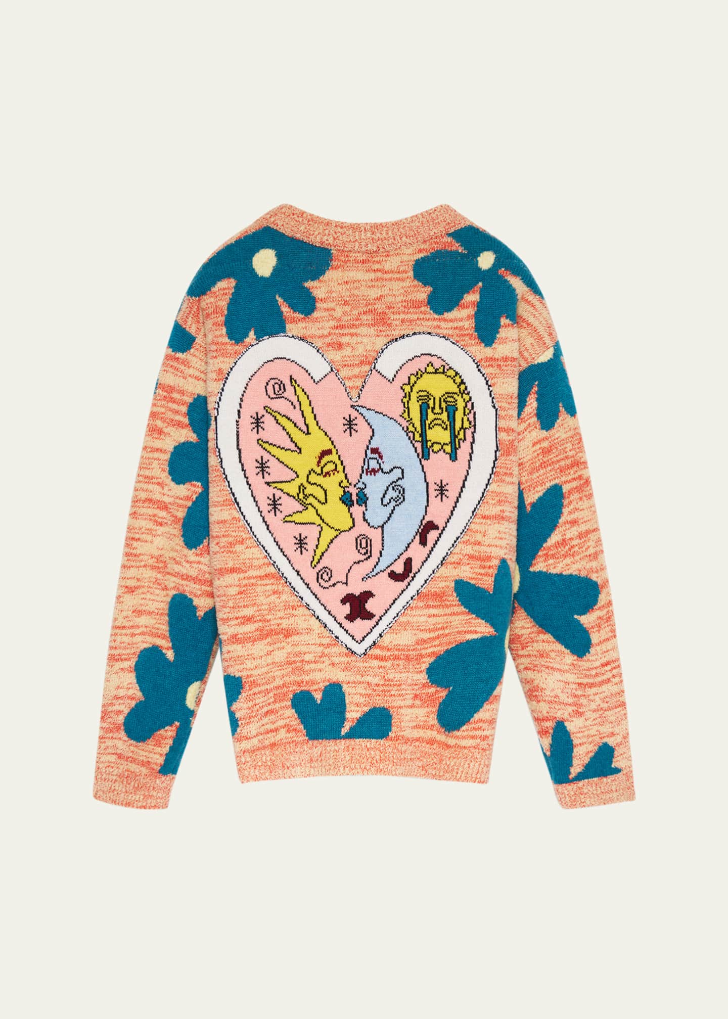 The Elder Statesman Floral Sun and Moon Cashmere V-Neck Cardigan Image 2 of 2