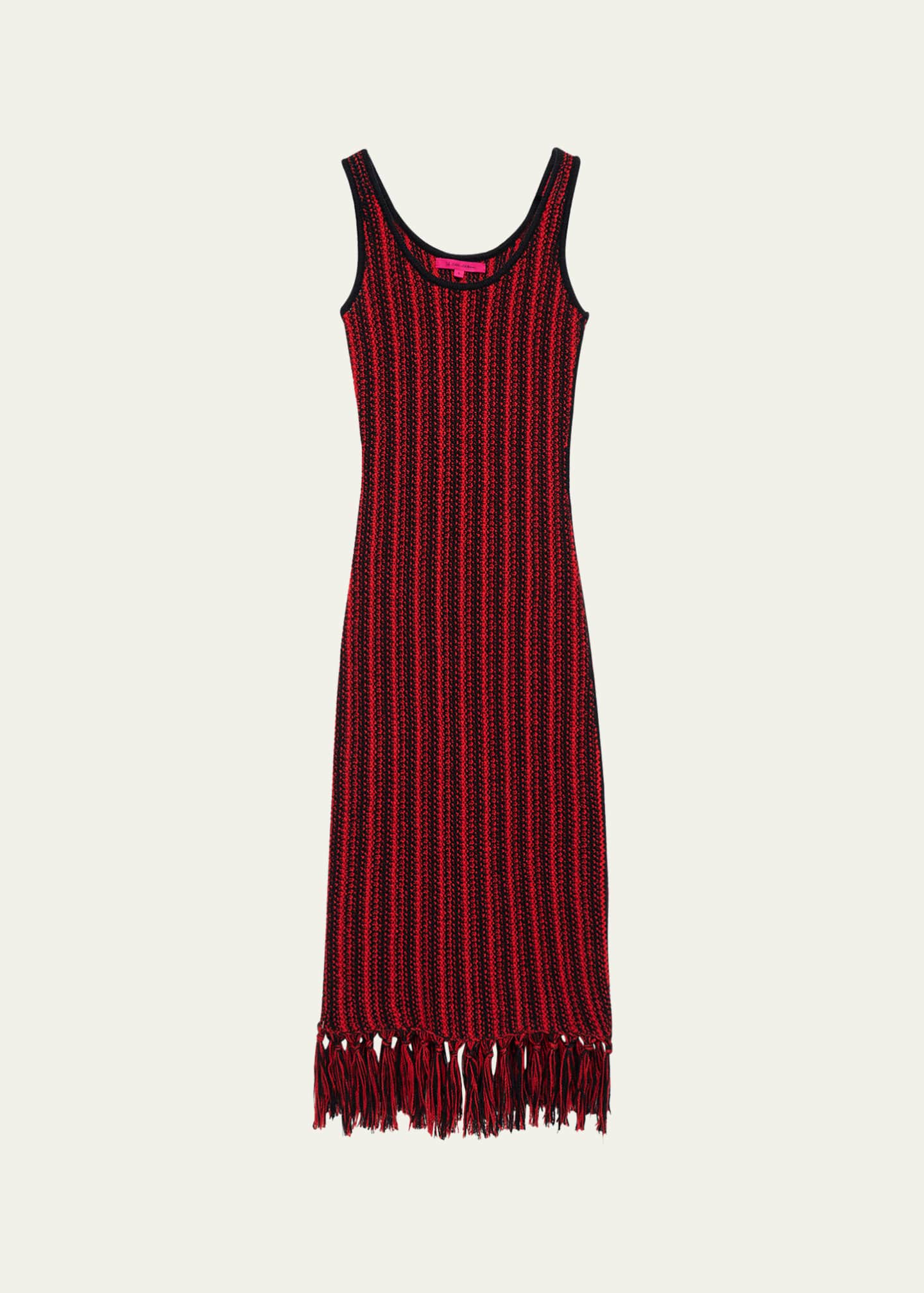 The Elder Statesman Striped Fringe Sleeveless Maxi Dress