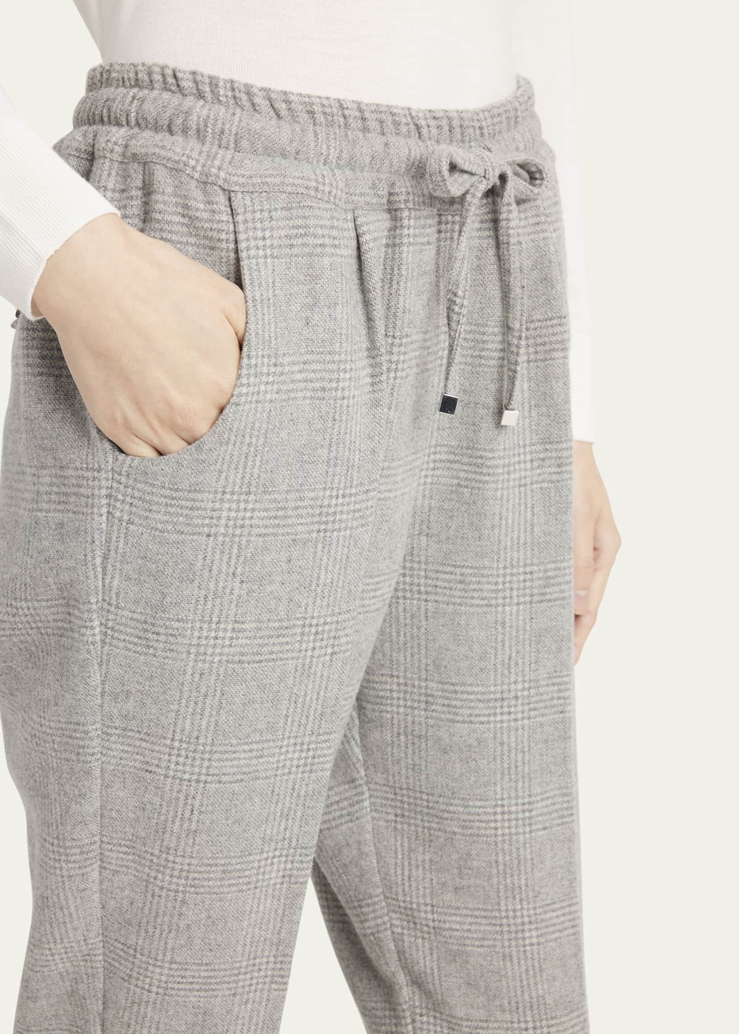 Kiton Prince of Wales Drawstring Wool Cashmere Pants Image 5 of 5