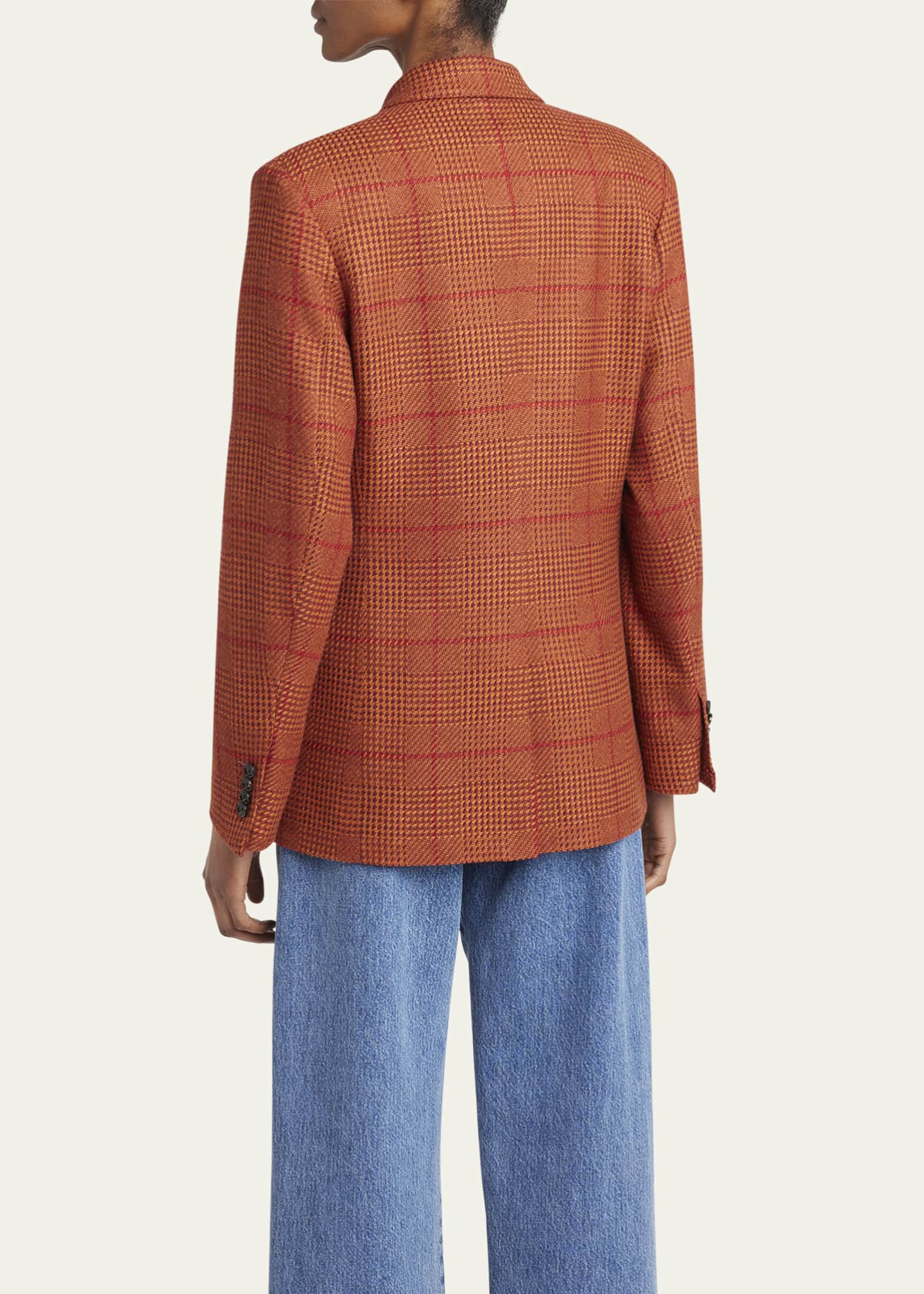 Kiton Prince of Wales Double-Breasted Cashmere Blazer Image 3 of 5