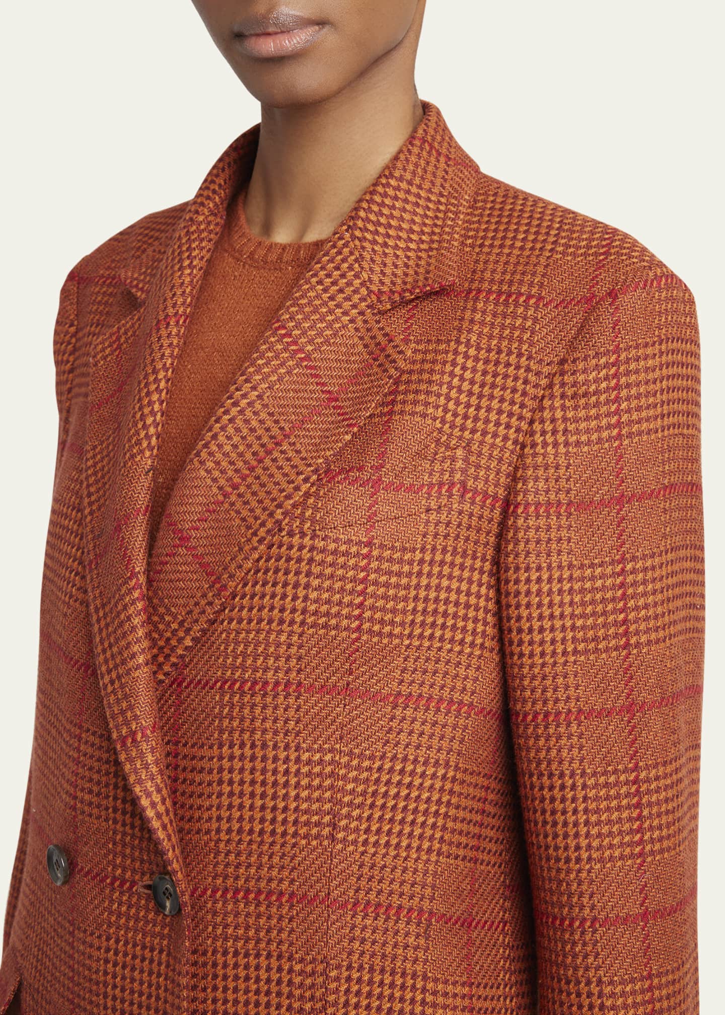 Kiton Prince of Wales Double-Breasted Cashmere Blazer Image 5 of 5