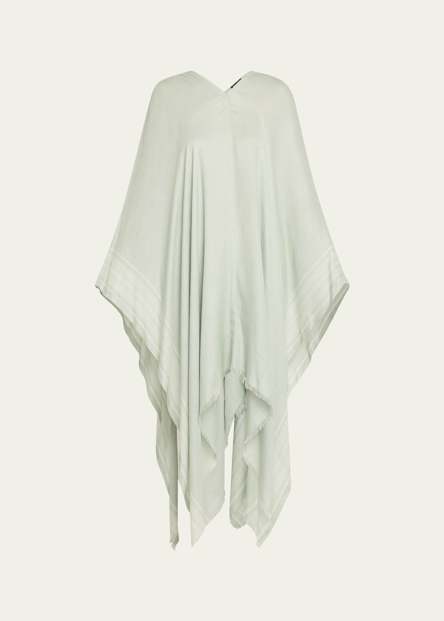 Loro Piana Aida Bicolor Suitcase Stripe Silk Linen Poncho