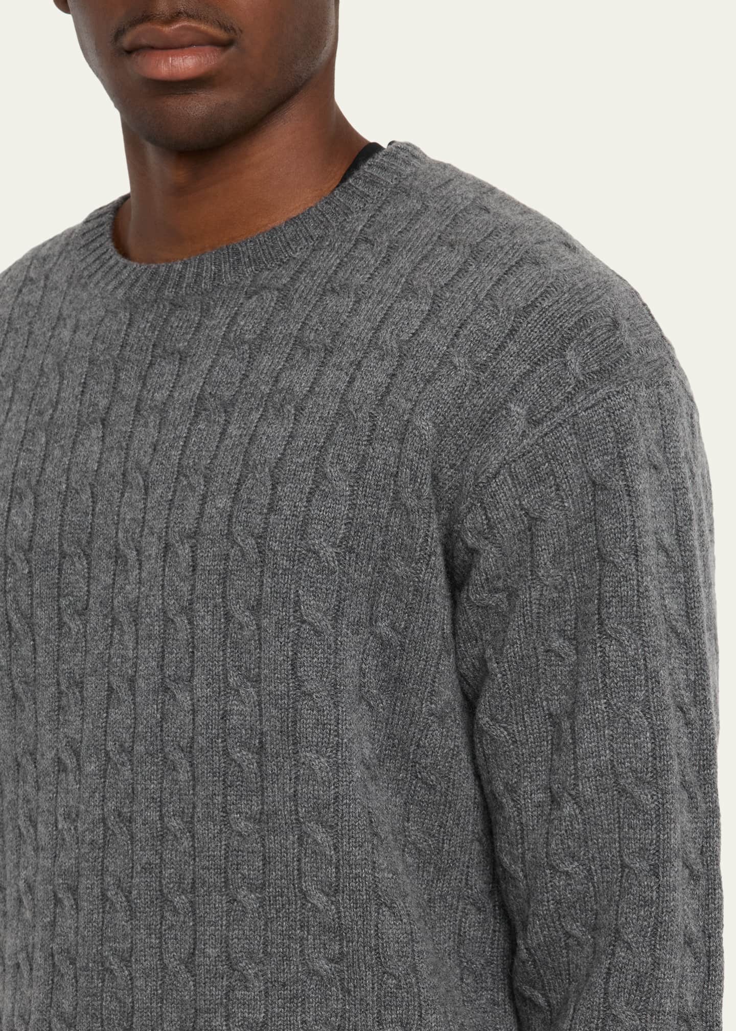 FRAME Men's Cable Knit Cashmere and Wool Crewneck Sweater - Bergdorf ...
