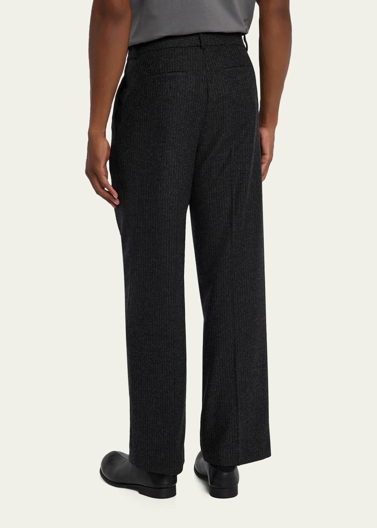 FRAME Men's Pinstripe Wide Leg Trousers Image 3 of 5