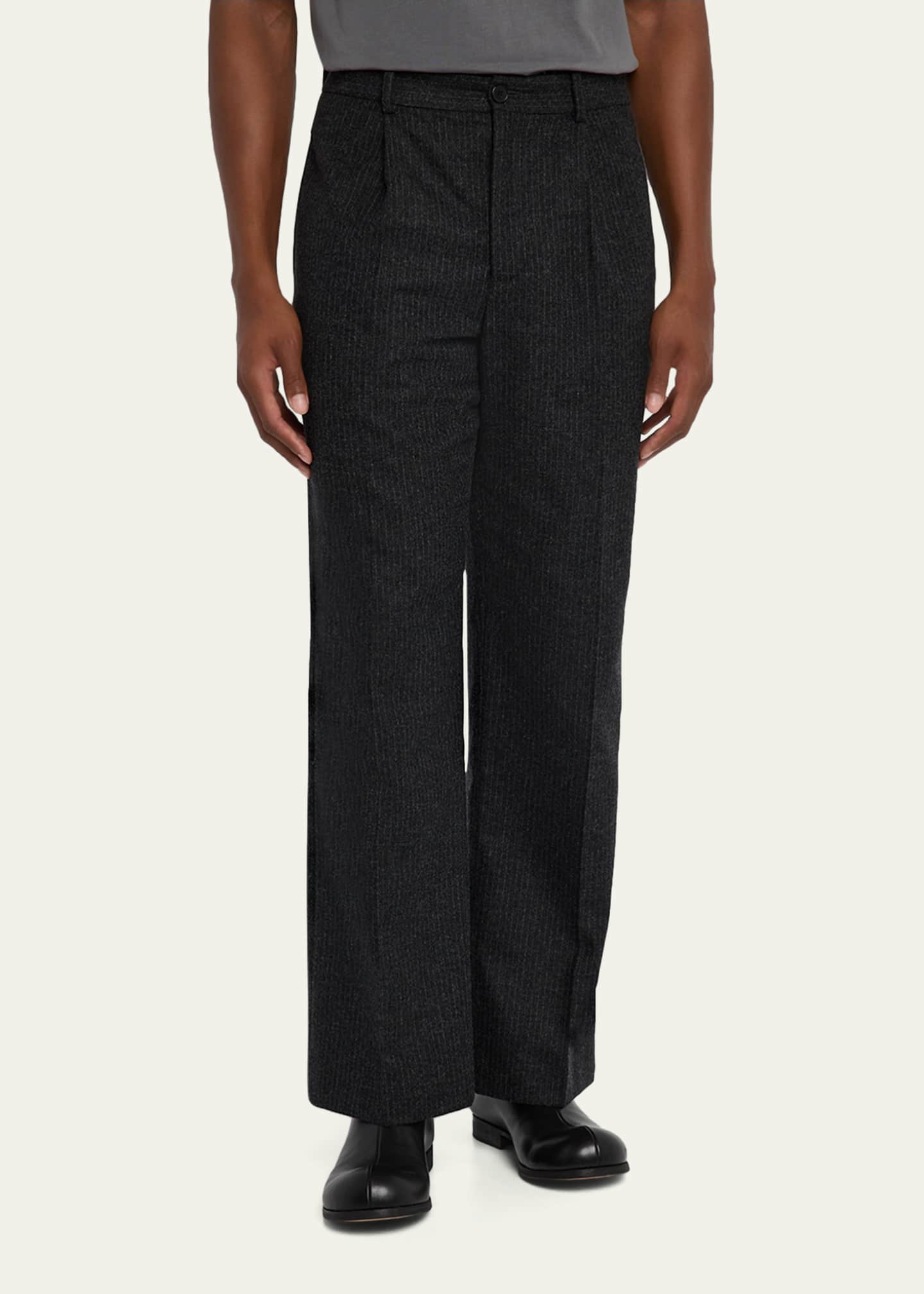 FRAME Men's Pinstripe Wide Leg Trousers Image 4 of 5