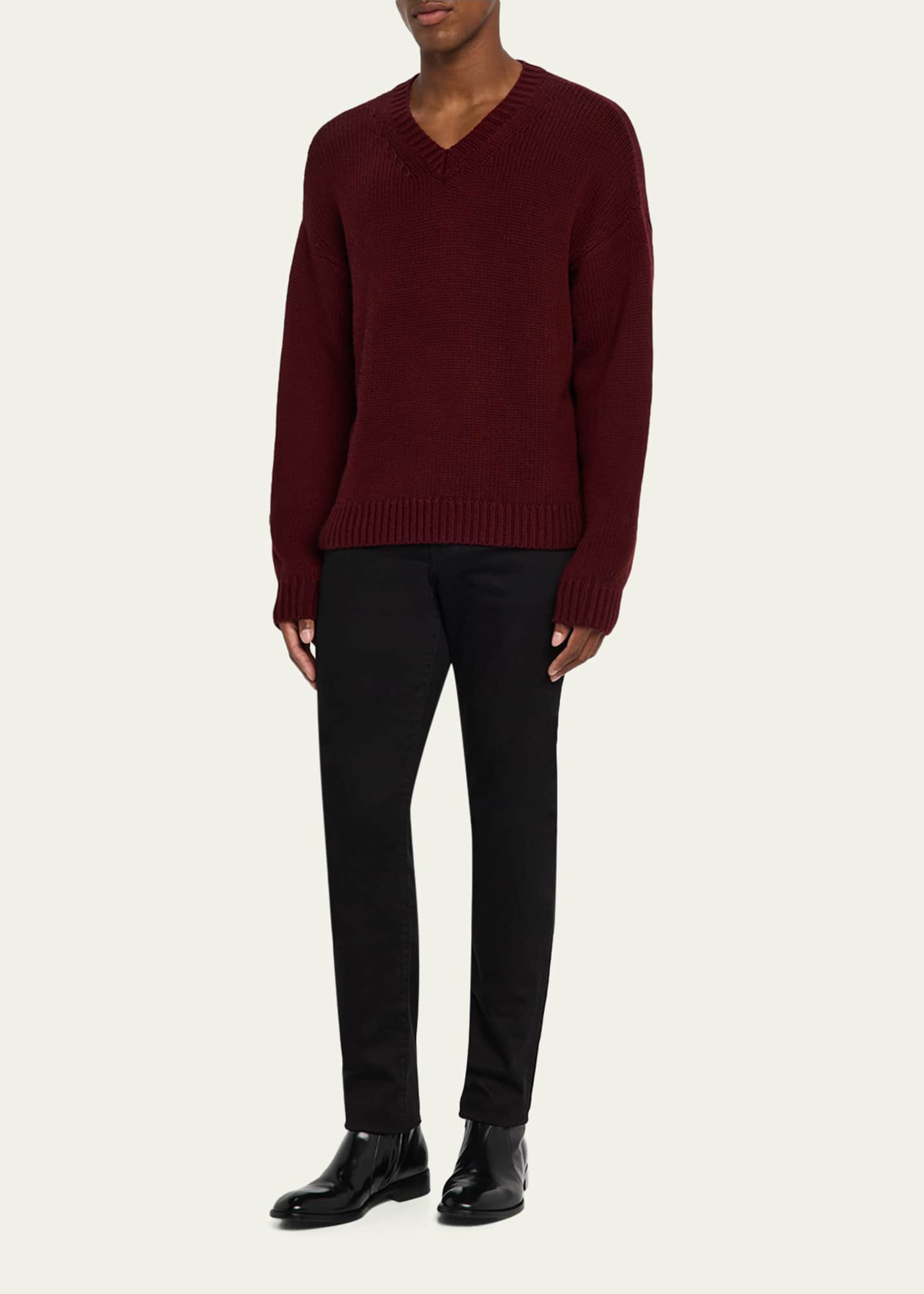 FRAME Men's Wool and Cashmere Knit V-Neck Sweater Image 2 of 5