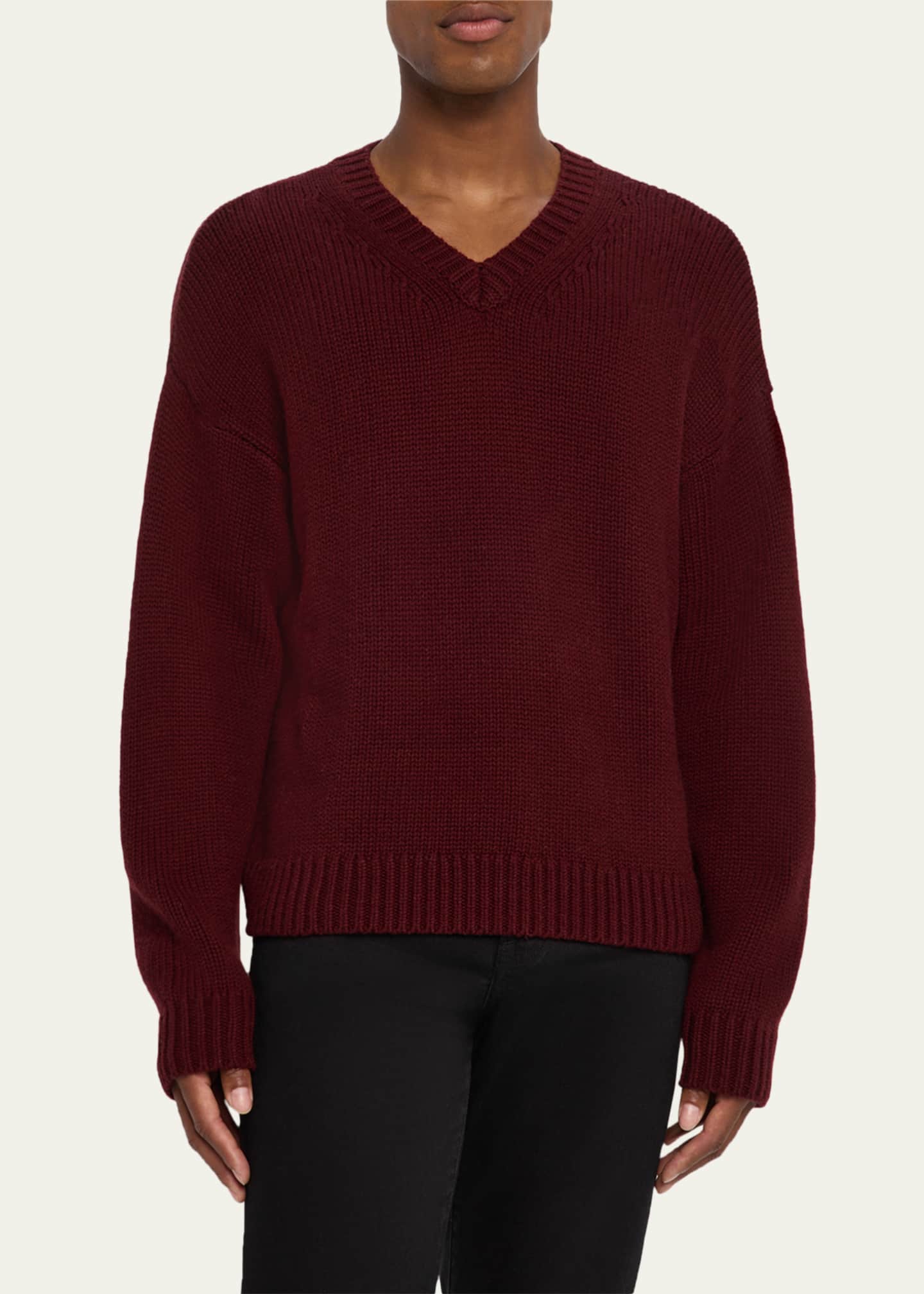 FRAME Men's Wool and Cashmere Knit V-Neck Sweater Image 4 of 5