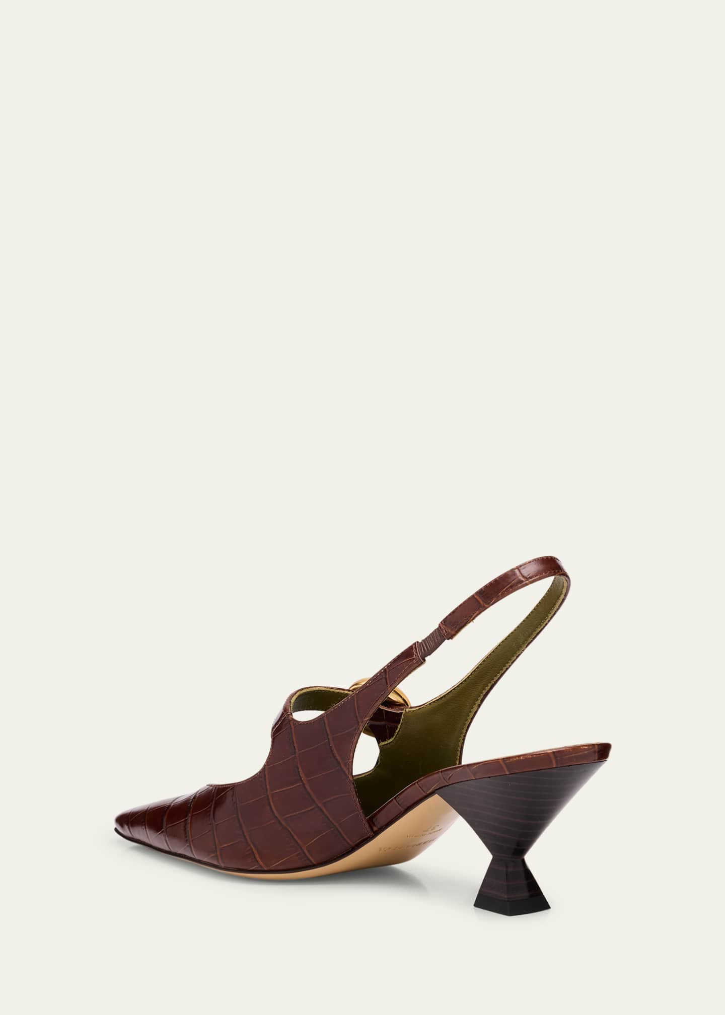 Maria Luca Natalia Croc-Embossed Leather Mary Jane Slingback Pumps Image 2 of 4