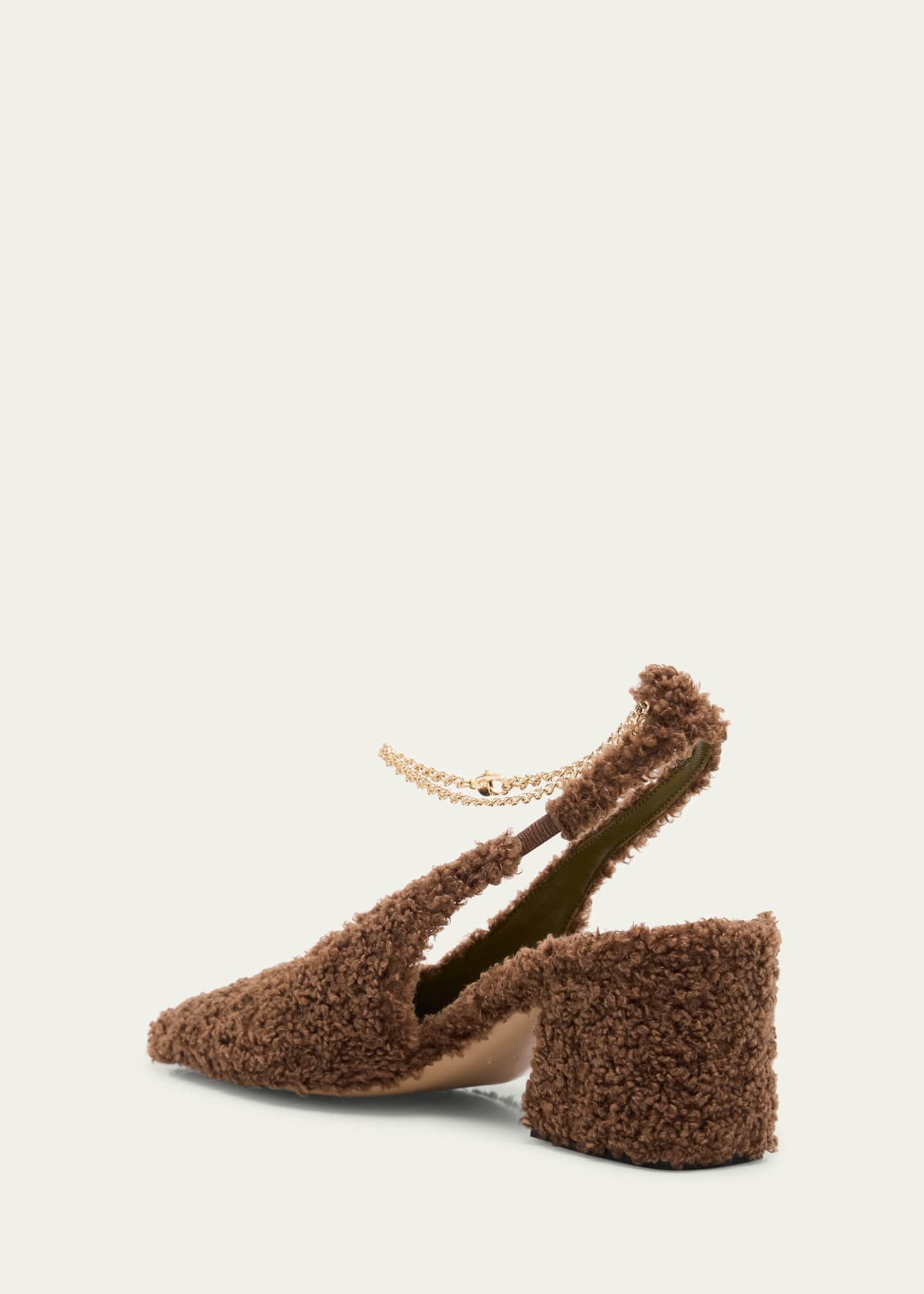 Maria Luca Ilaria Faux Fur Chain Slingback Pumps Image 2 of 4
