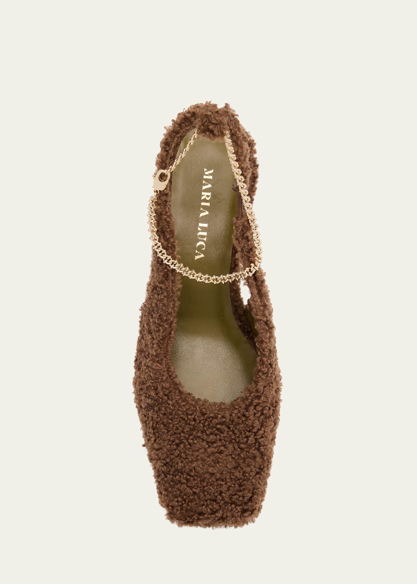 Maria Luca Ilaria Faux Fur Chain Slingback Pumps Image 4 of 4