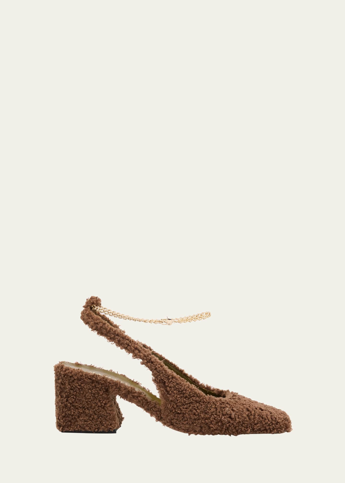 Maria Luca Ilaria Faux Fur Chain Slingback Pumps Image 1 of 4