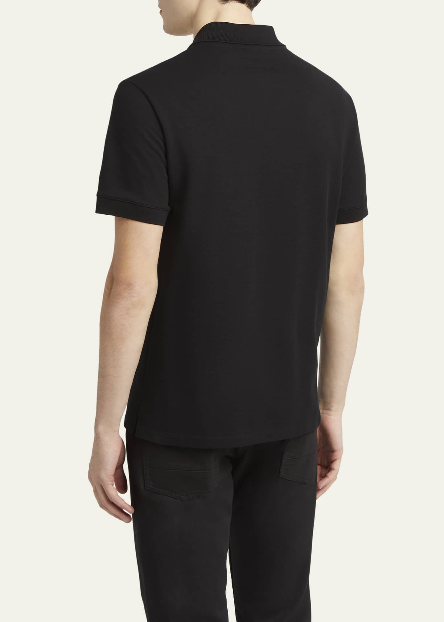 McQueen Men's Short-Sleeve Beaded Rose Piqué Polo Shirt Image 3 of 5