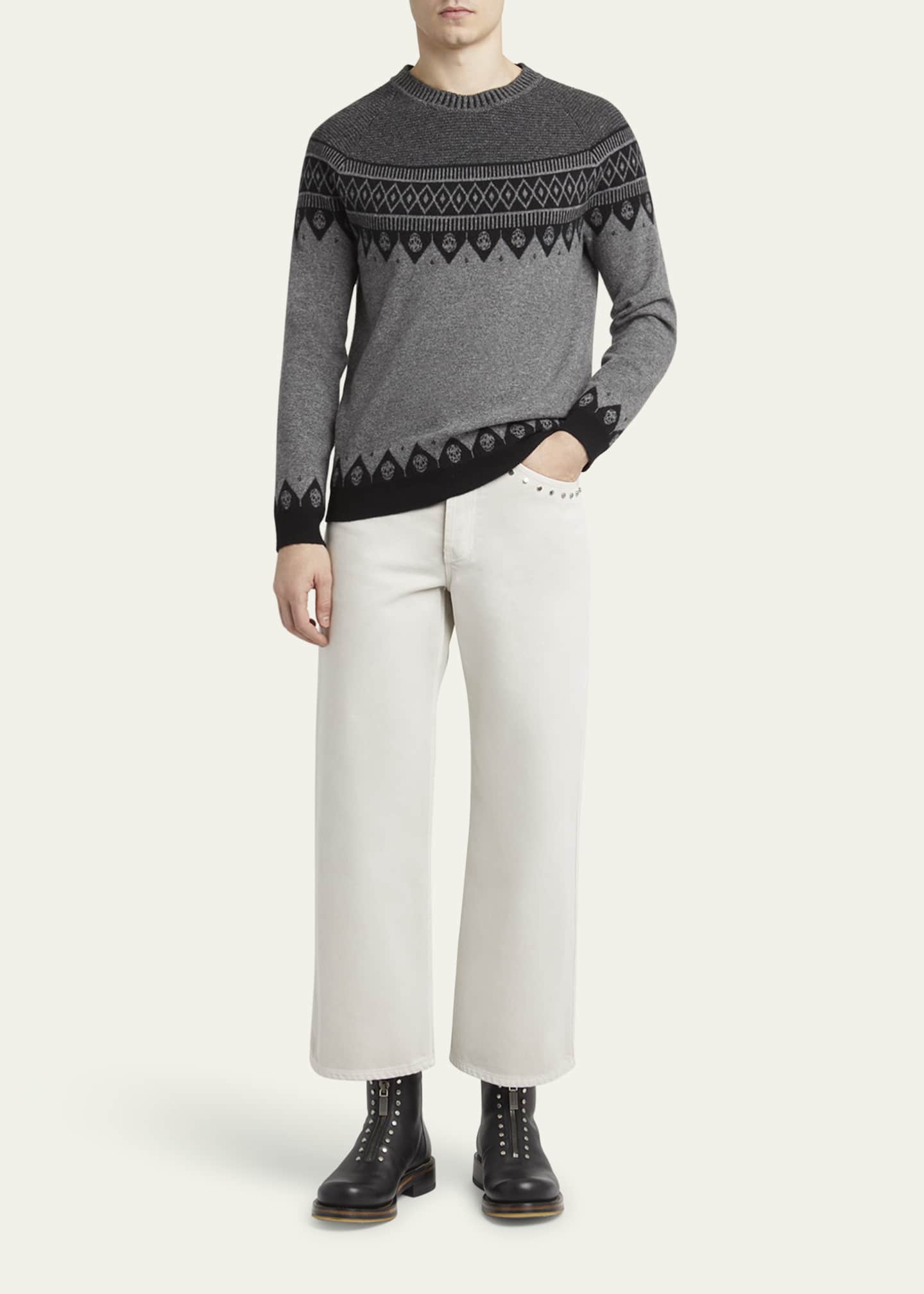 McQueen Men's Skull Fair Isle Sweater Image 2 of 5