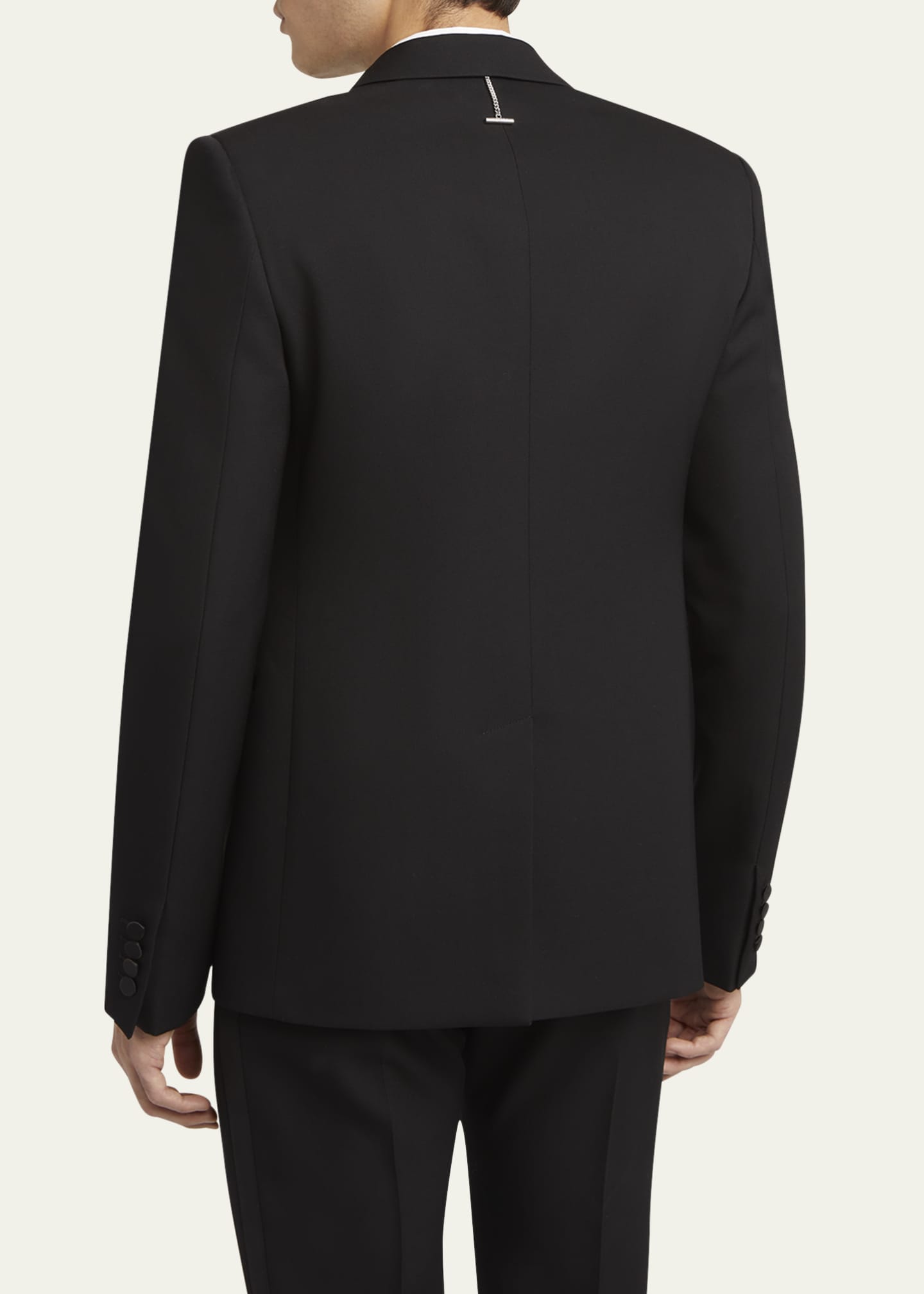 McQueen Men's Beaded Rose Wool and Satin Tuxedo Jacket Image 3 of 8