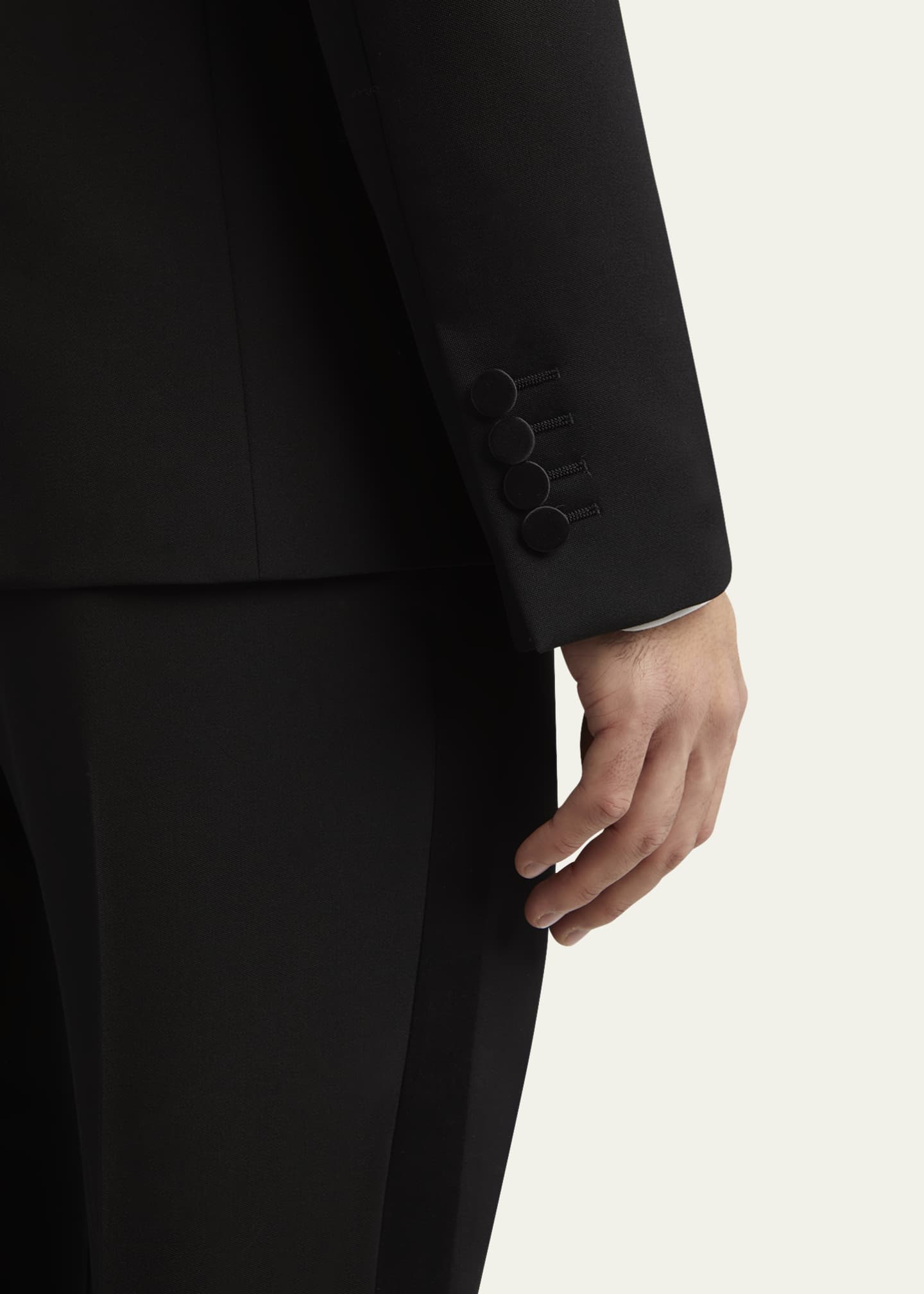 McQueen Men's Beaded Rose Wool and Satin Tuxedo Jacket Image 8 of 8