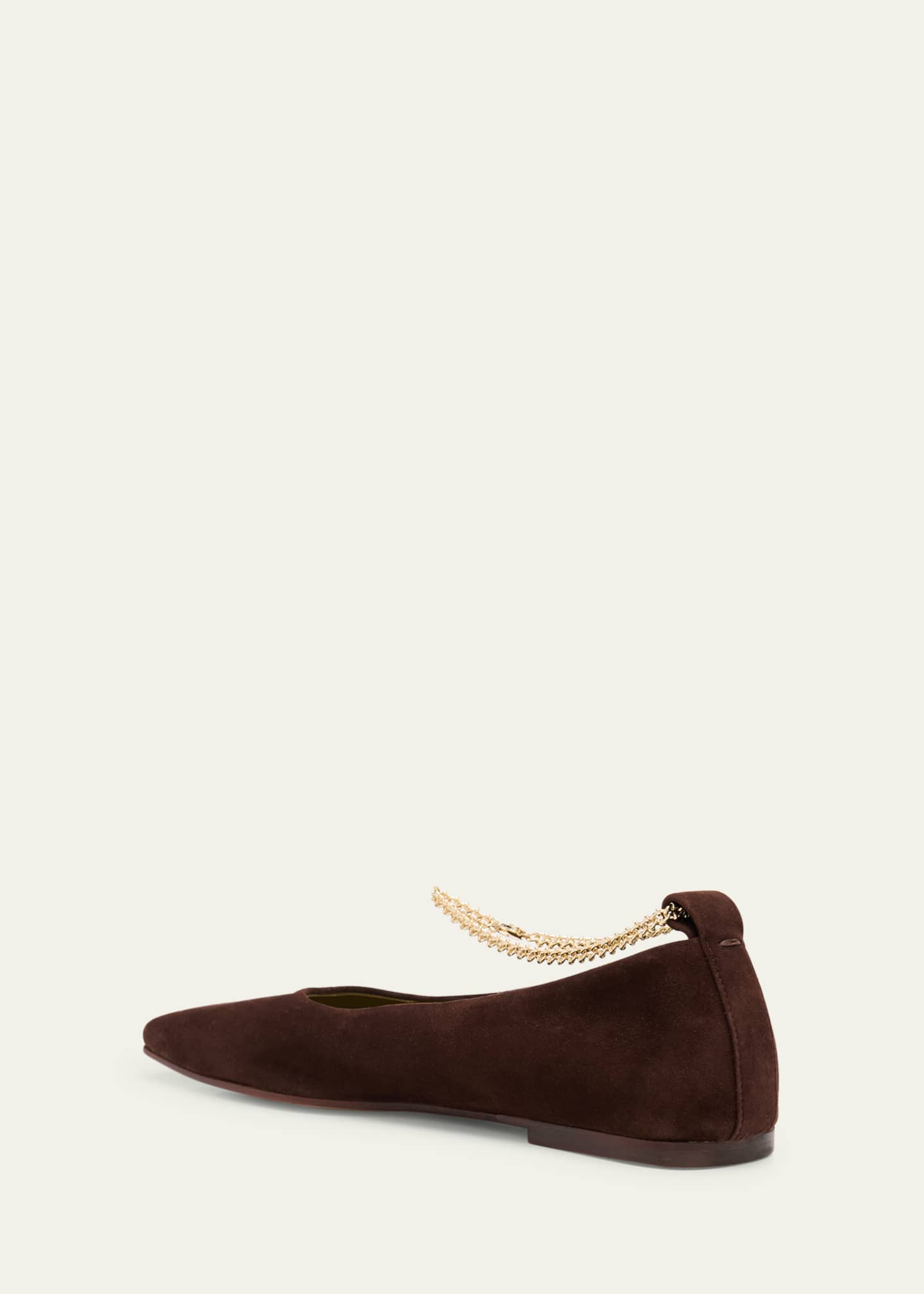 Maria Luca Augusta Suede Chain Ankle-Strap Ballerina Flats