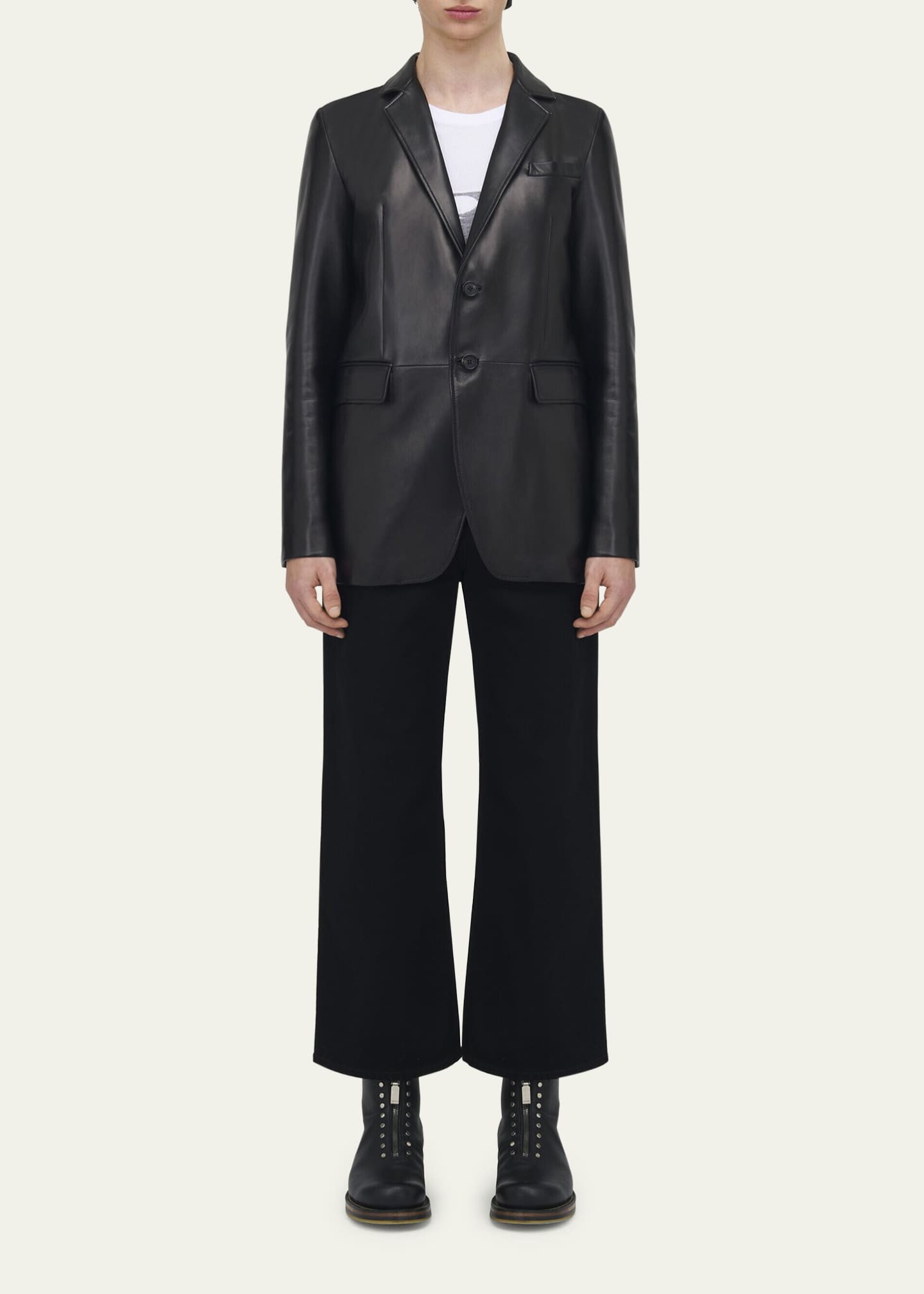 McQueen Men's Leather Two-Button Blazer Image 2 of 5