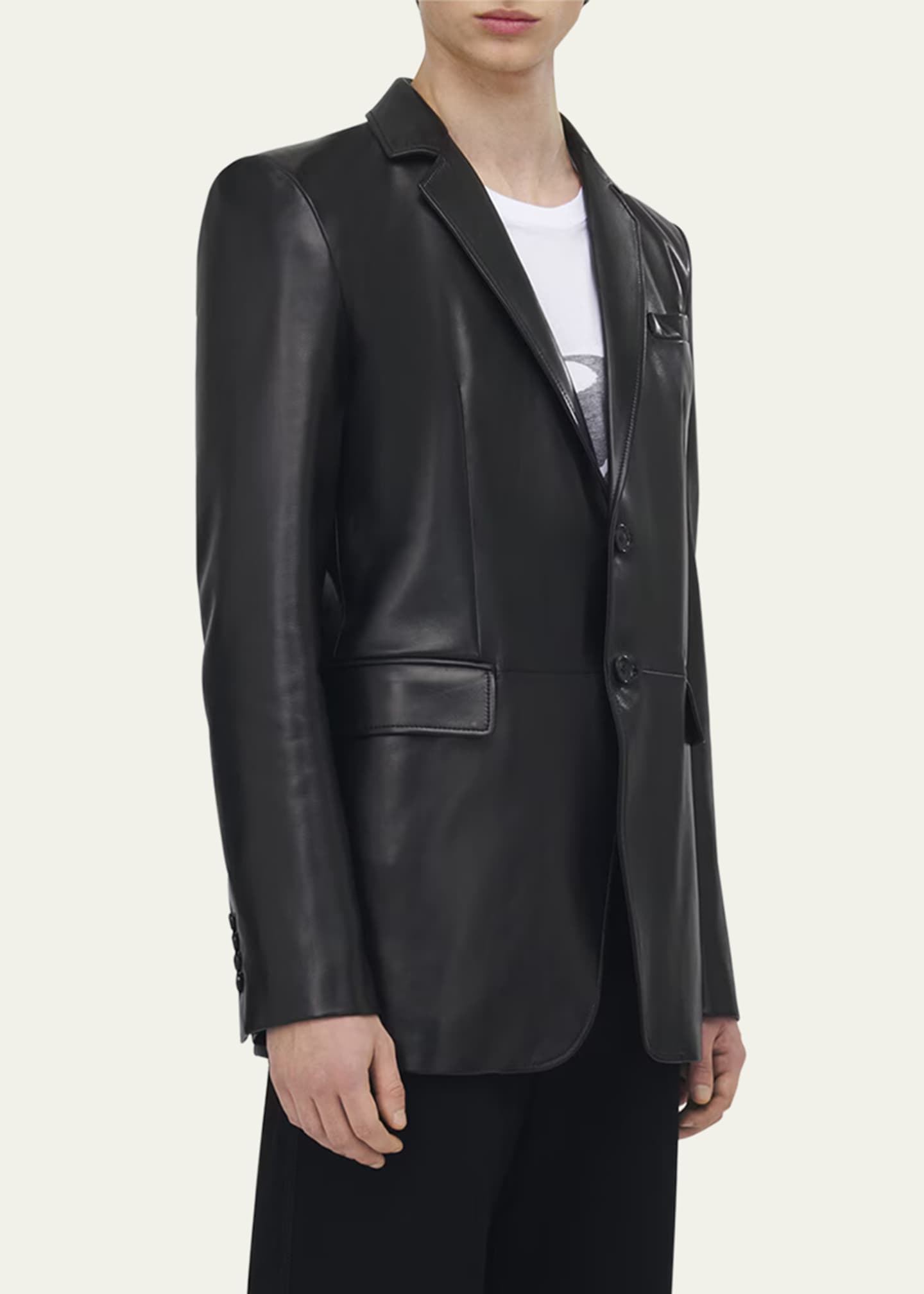 McQueen Men's Leather Two-Button Blazer Image 4 of 5