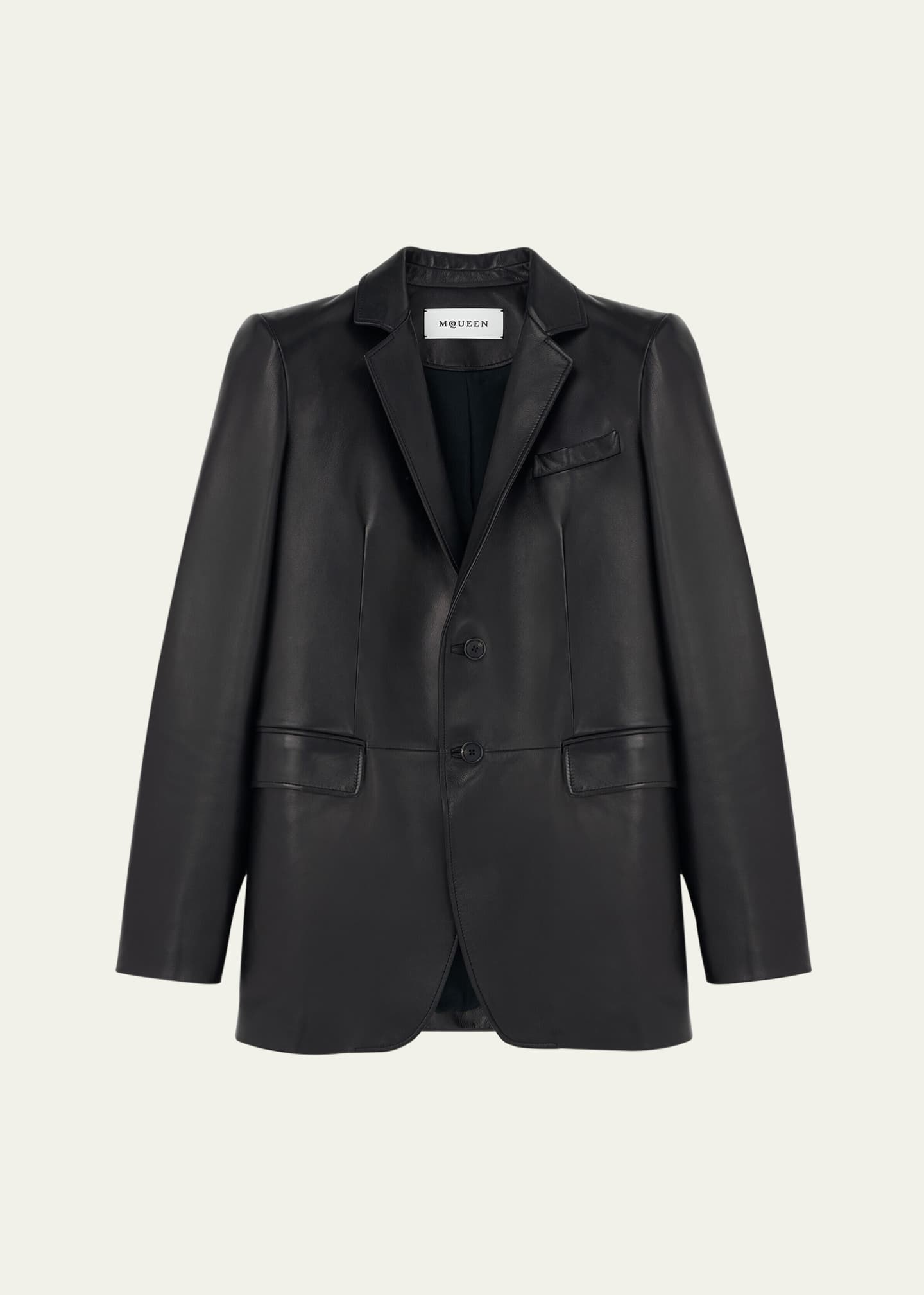 McQueen Men's Leather Two-Button Blazer Image 1 of 5