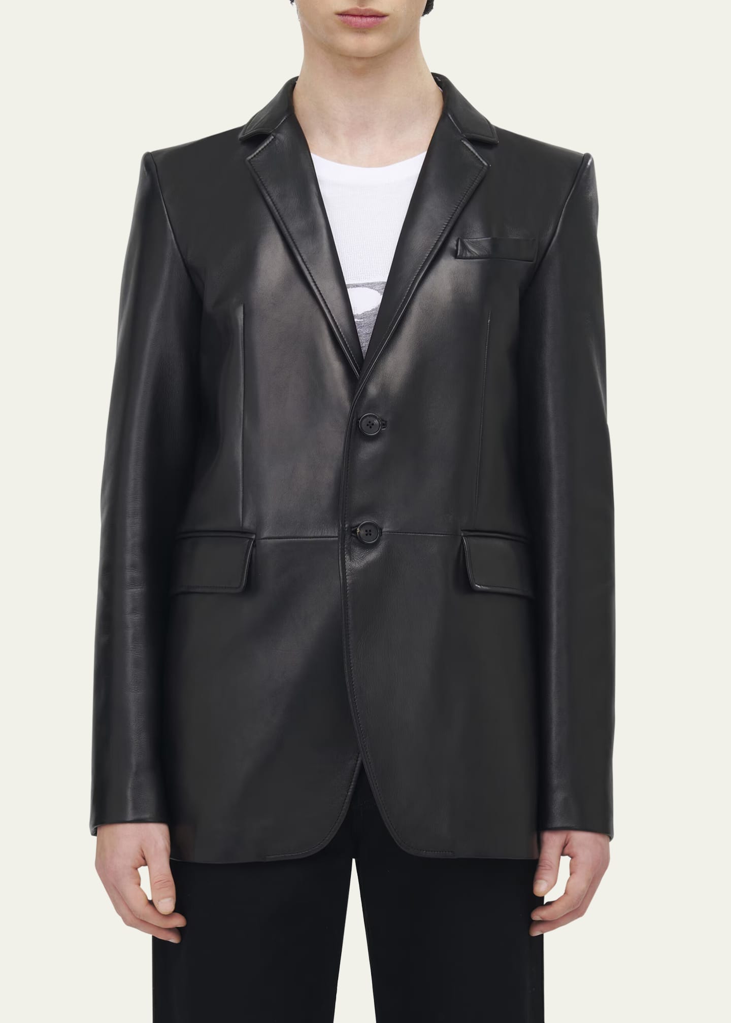 McQueen Men's Leather Two-Button Blazer Image 5 of 5