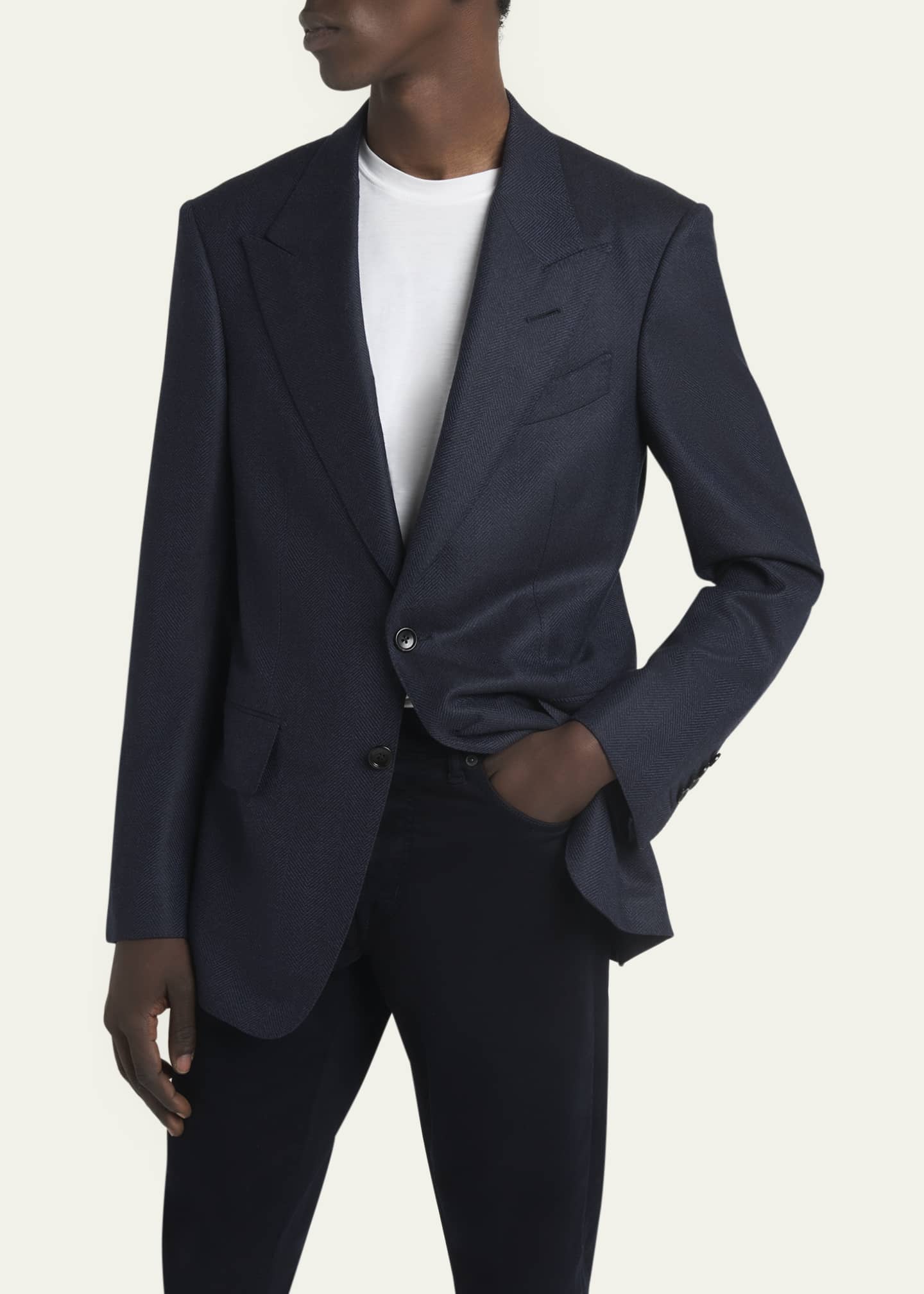 TOM FORD Men's Shelton Wool Herringbone Sport Coat Image 4 of 5