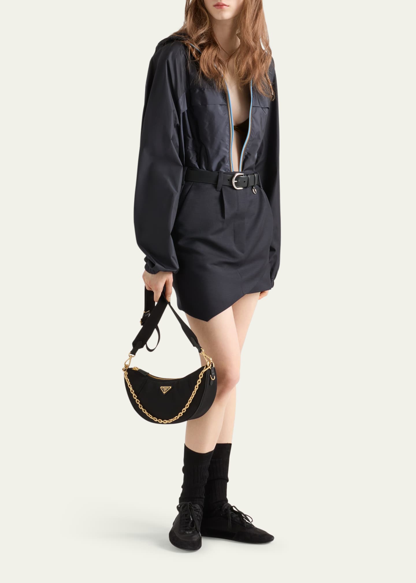 Prada Demi-Lune Re-Nylon Shoulder Bag Image 5 of 5