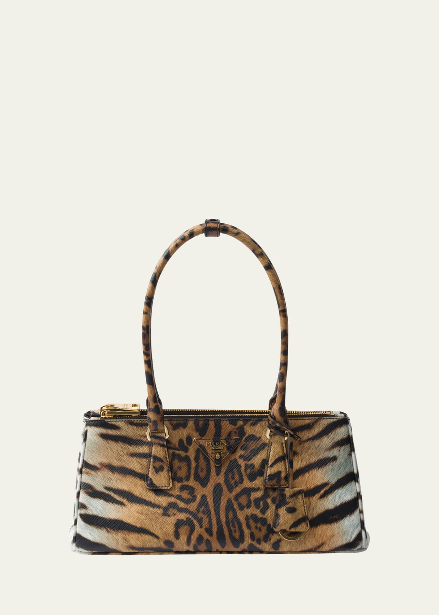 Prada Galleria Animal-Print Leather Shoulder Bag Image 1 of 4