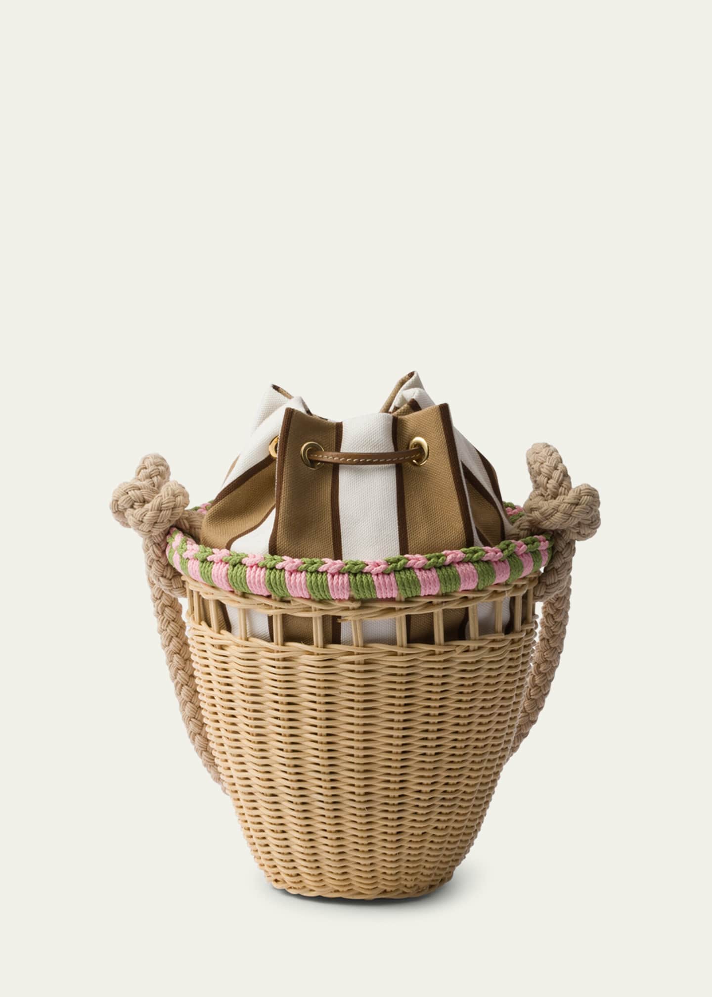 Prada Basket Rope Rattan Bucket Bag Image 3 of 5