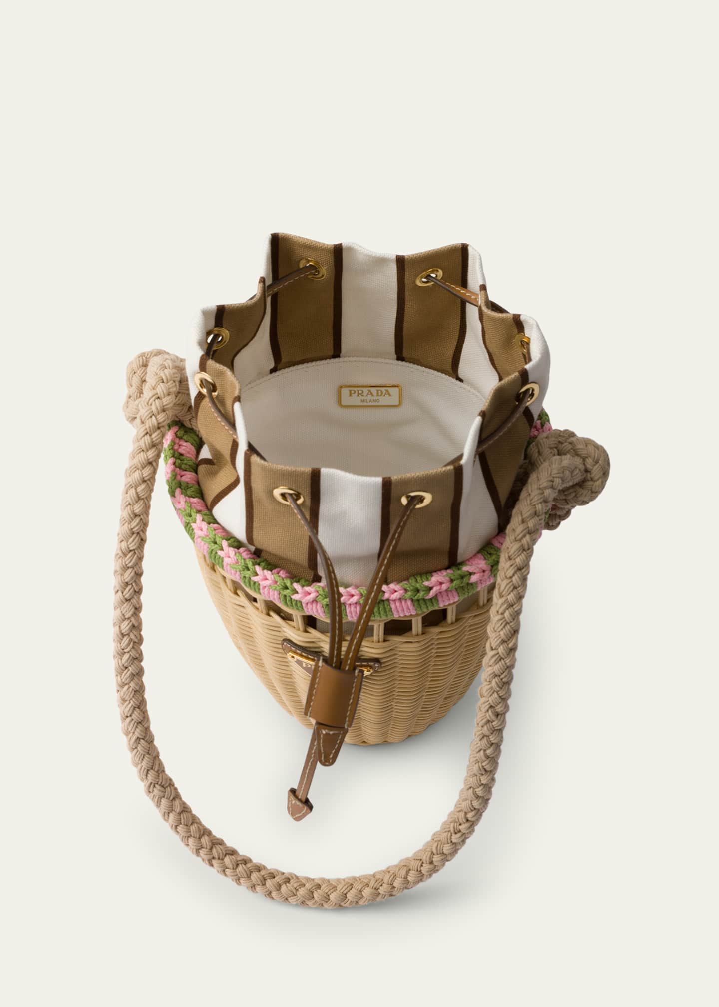 Prada Basket Rope Rattan Bucket Bag Image 4 of 5