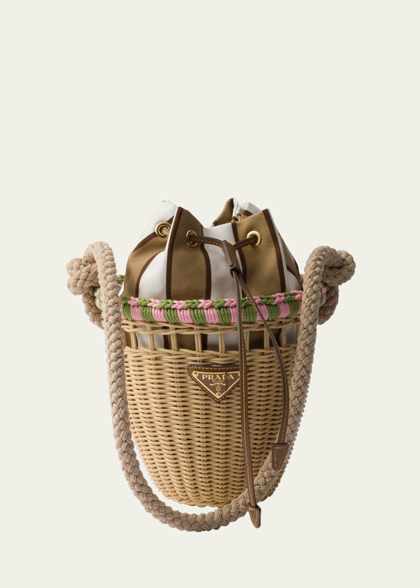 Prada Basket Rope Rattan Bucket Bag Image 1 of 5