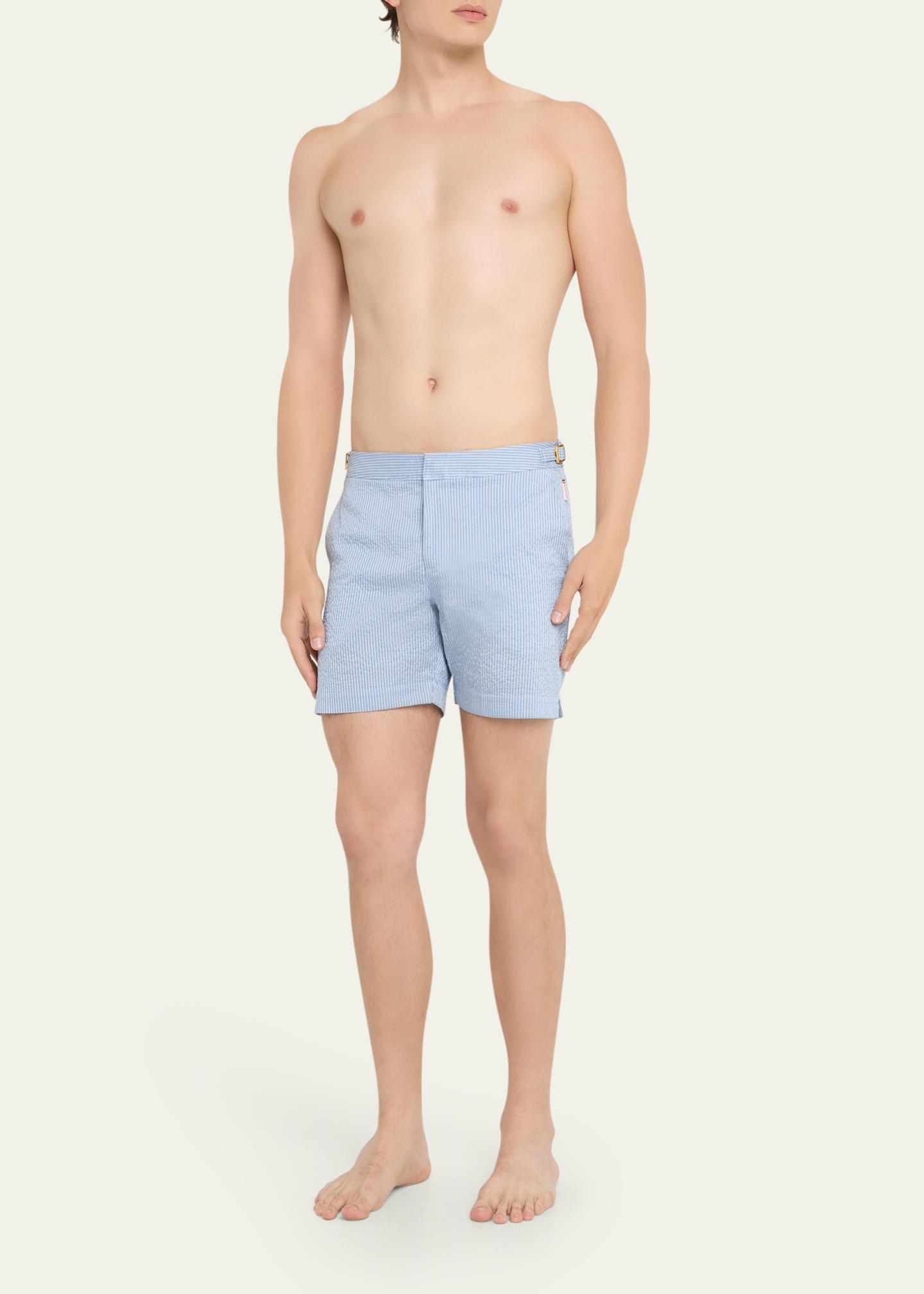 Orlebar Brown Men's Seersucker Stripe Mid-Length Swim Shorts