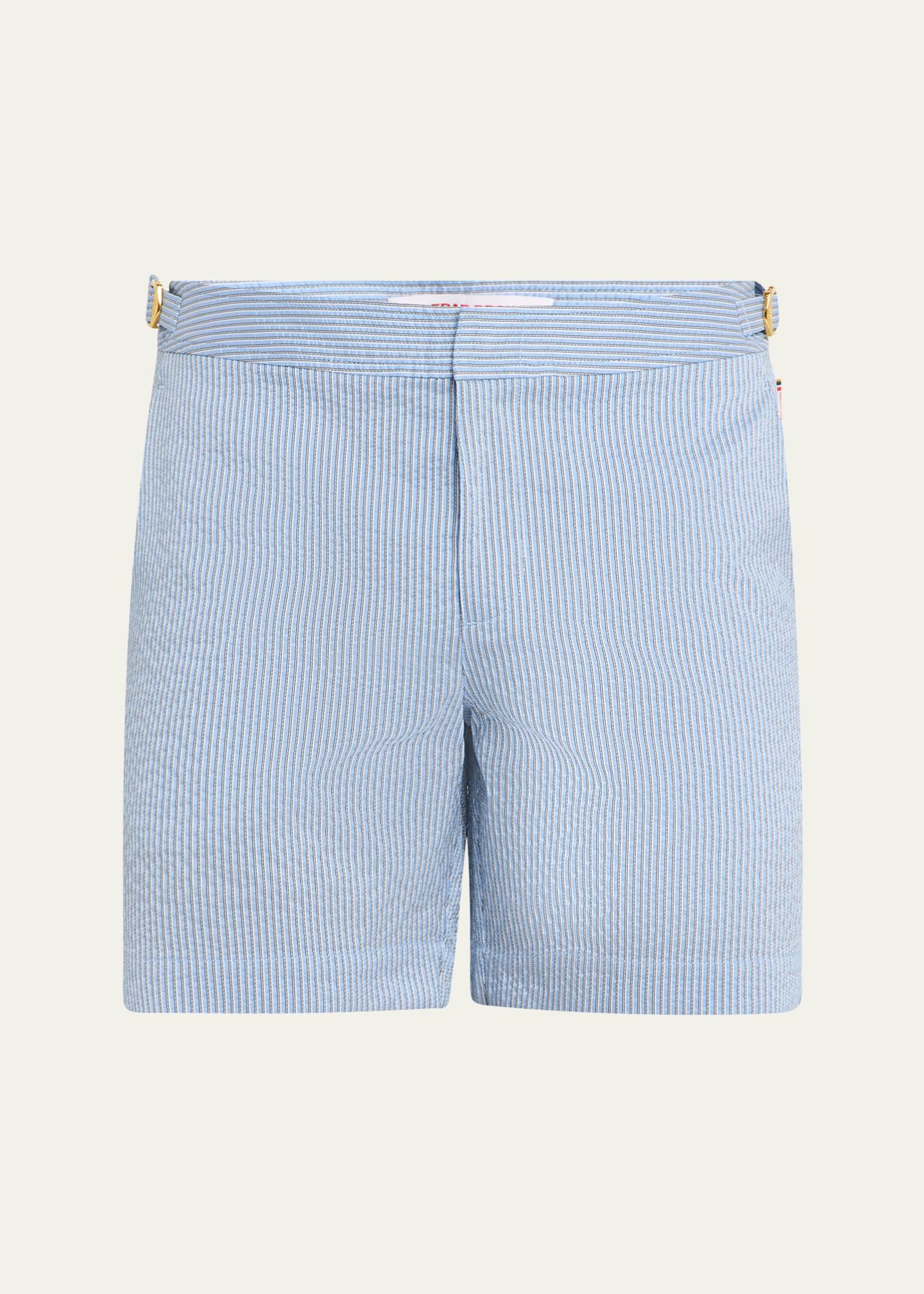 Orlebar Brown Men's Seersucker Stripe Mid-Length Swim Shorts