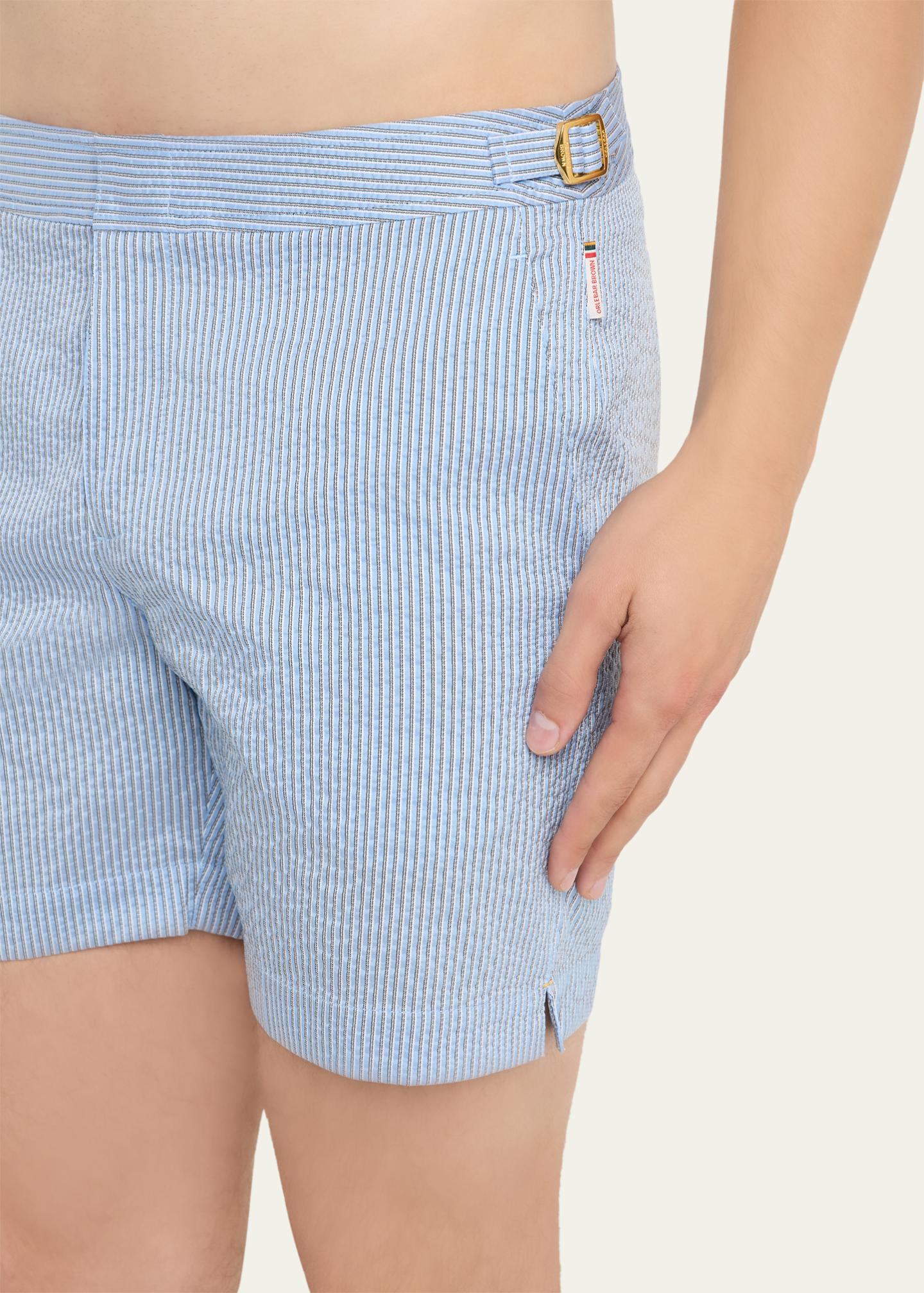 Orlebar Brown Men's Seersucker Stripe Mid-Length Swim Shorts