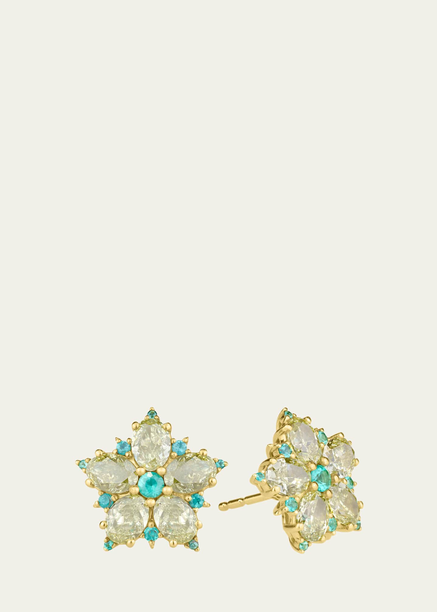 Paul Morelli 18K Yellow Diamond and Paraiba Stud Earrings