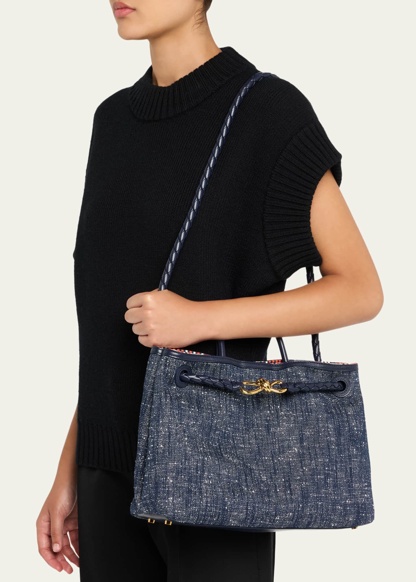 Bottega Veneta Andiamo Medium Boucle Denim Tote Bag - Bergdorf Goodman
