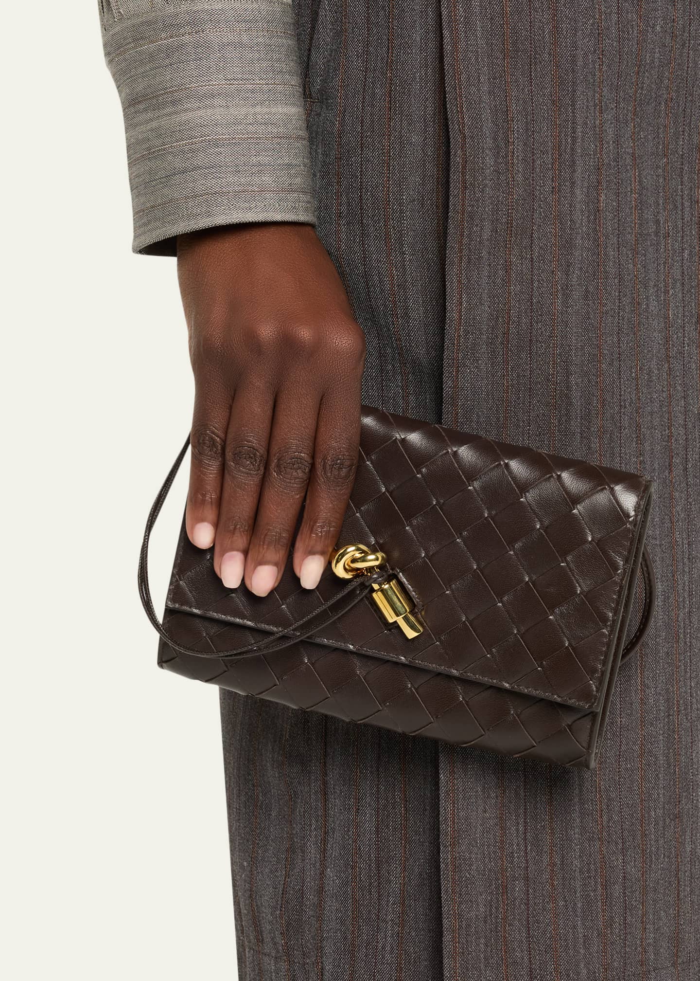 Bottega Veneta Andiamo Metallic Leather Pouch Bag Image 2 of 6