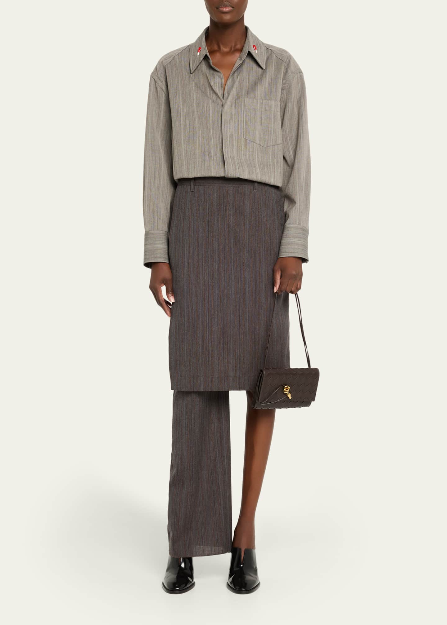 Bottega Veneta Andiamo Metallic Leather Pouch Bag Image 5 of 6