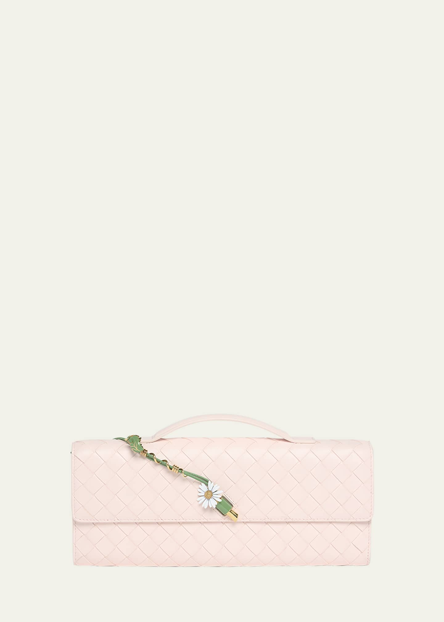 Bottega Veneta Andiamo Flower-Embellished Leather Clutch Bag Image 1 of 6