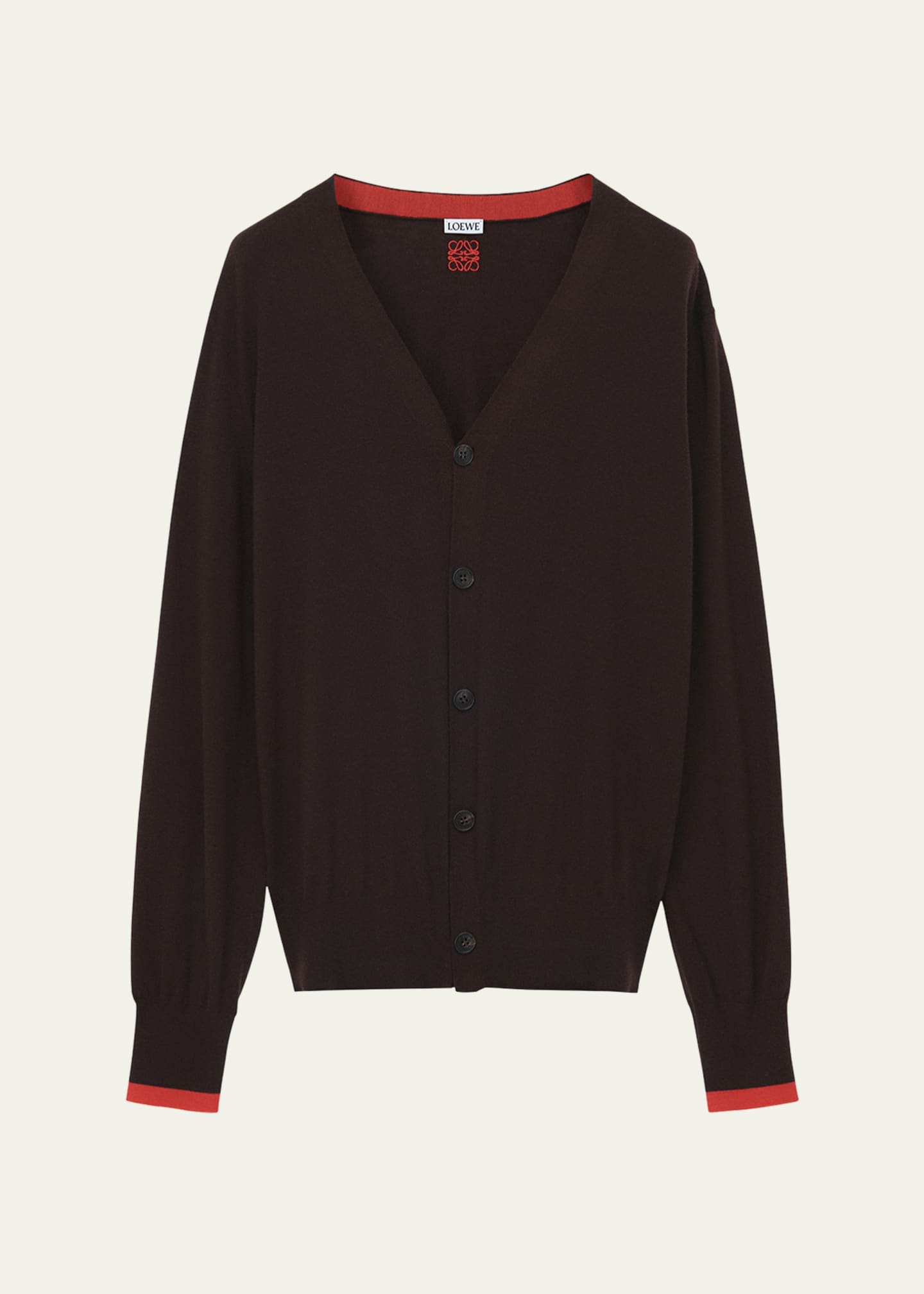 Loewe Men's Contrast-Trim Knit Cardigan Image 1 of 2