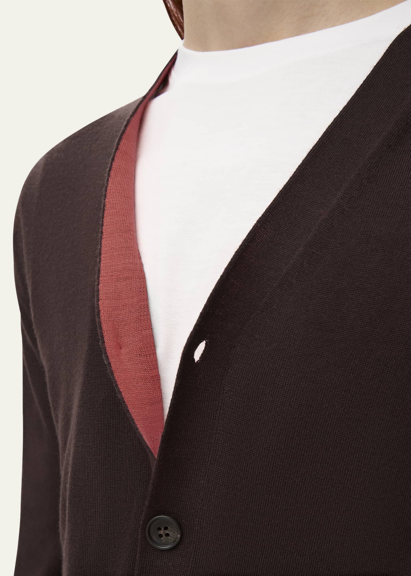 Loewe Men's Contrast-Trim Knit Cardigan Image 2 of 2