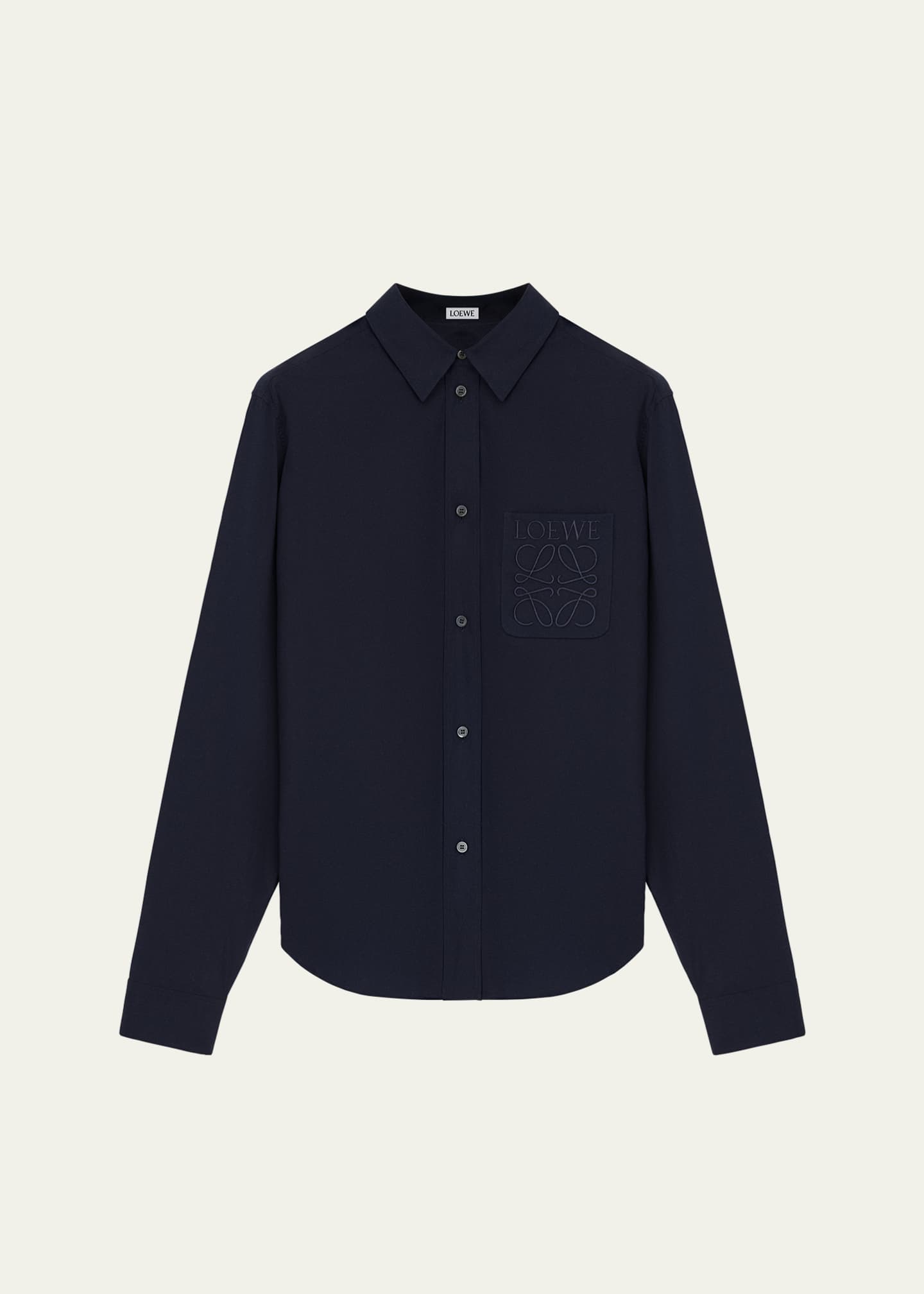 Loewe Men's Poplin Tonal Anagram Pocket Sport Shirt Image 1 of 2