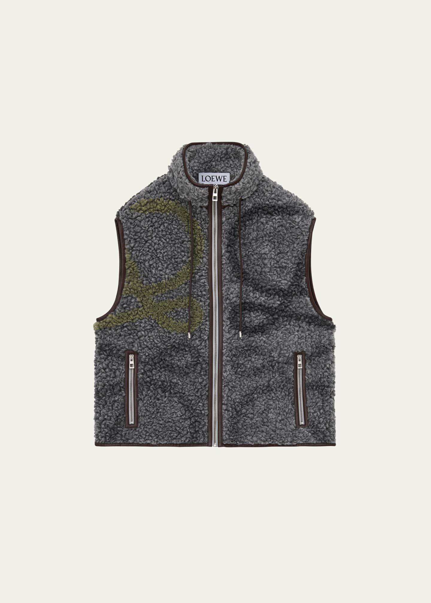 Loewe Men's Monogram Fleece Full-Zip Vest Image 1 of 2