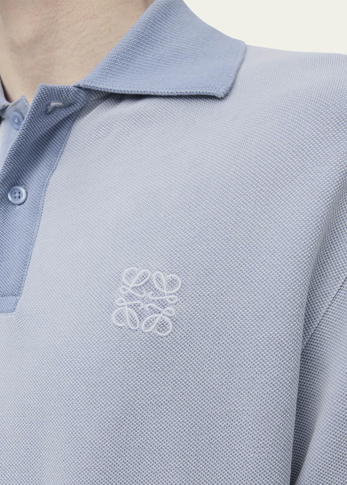 Loewe Men's Washed Pique Chest-Anagram Polo Shirt Image 2 of 2