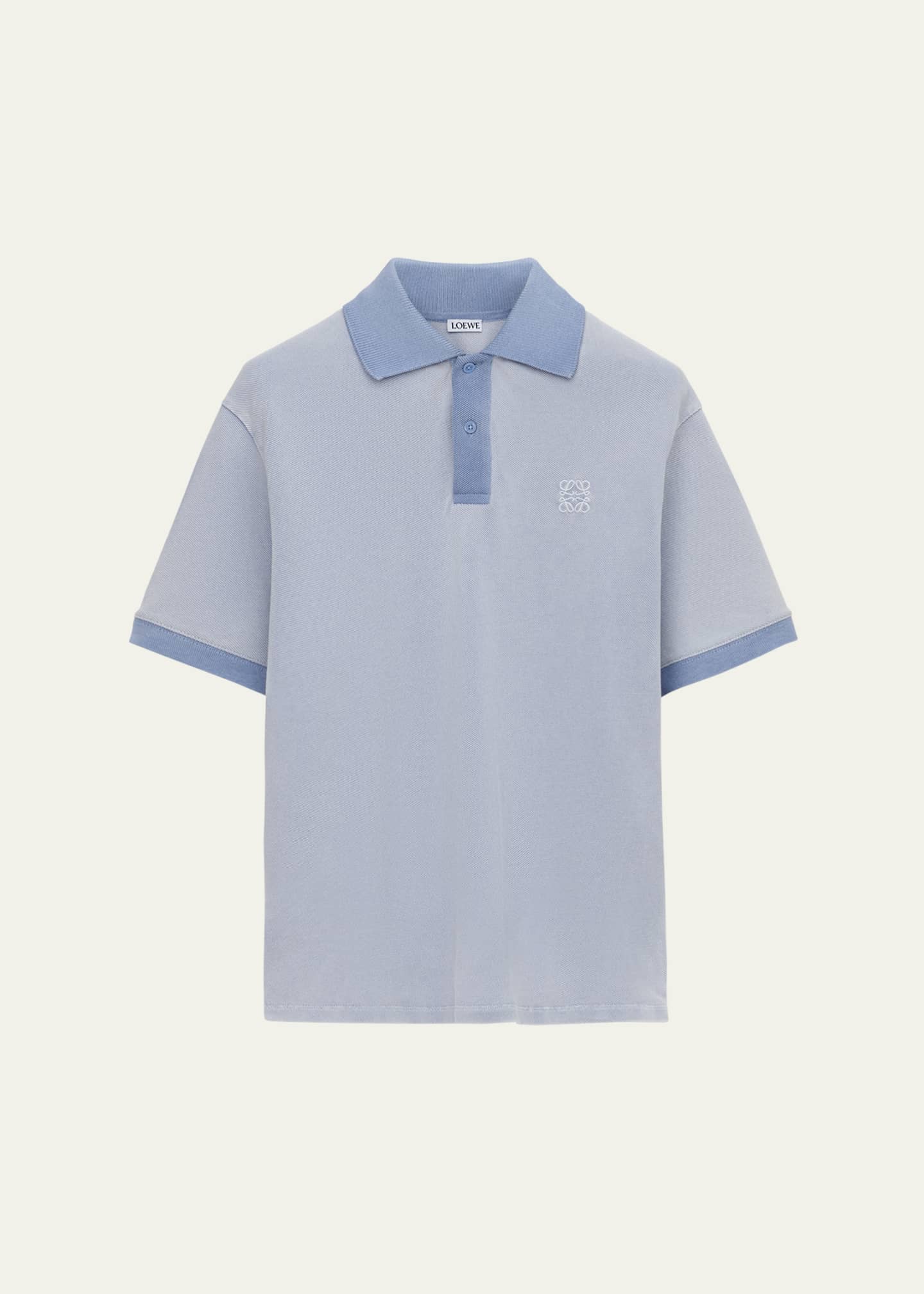 Loewe Men's Washed Pique Chest-Anagram Polo Shirt Image 1 of 2
