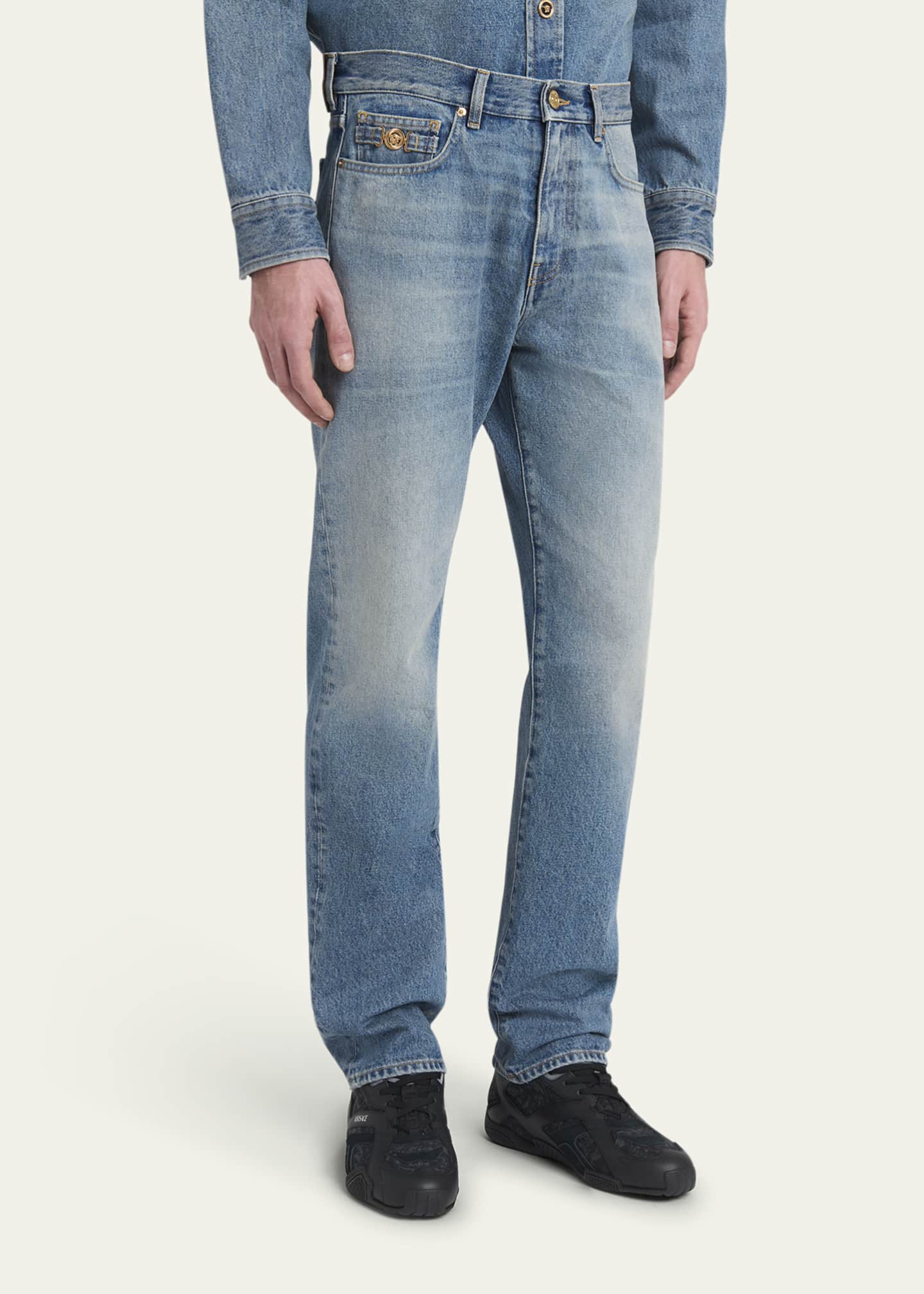Versace Men's Medusa Straight-Leg Jeans Image 4 of 5