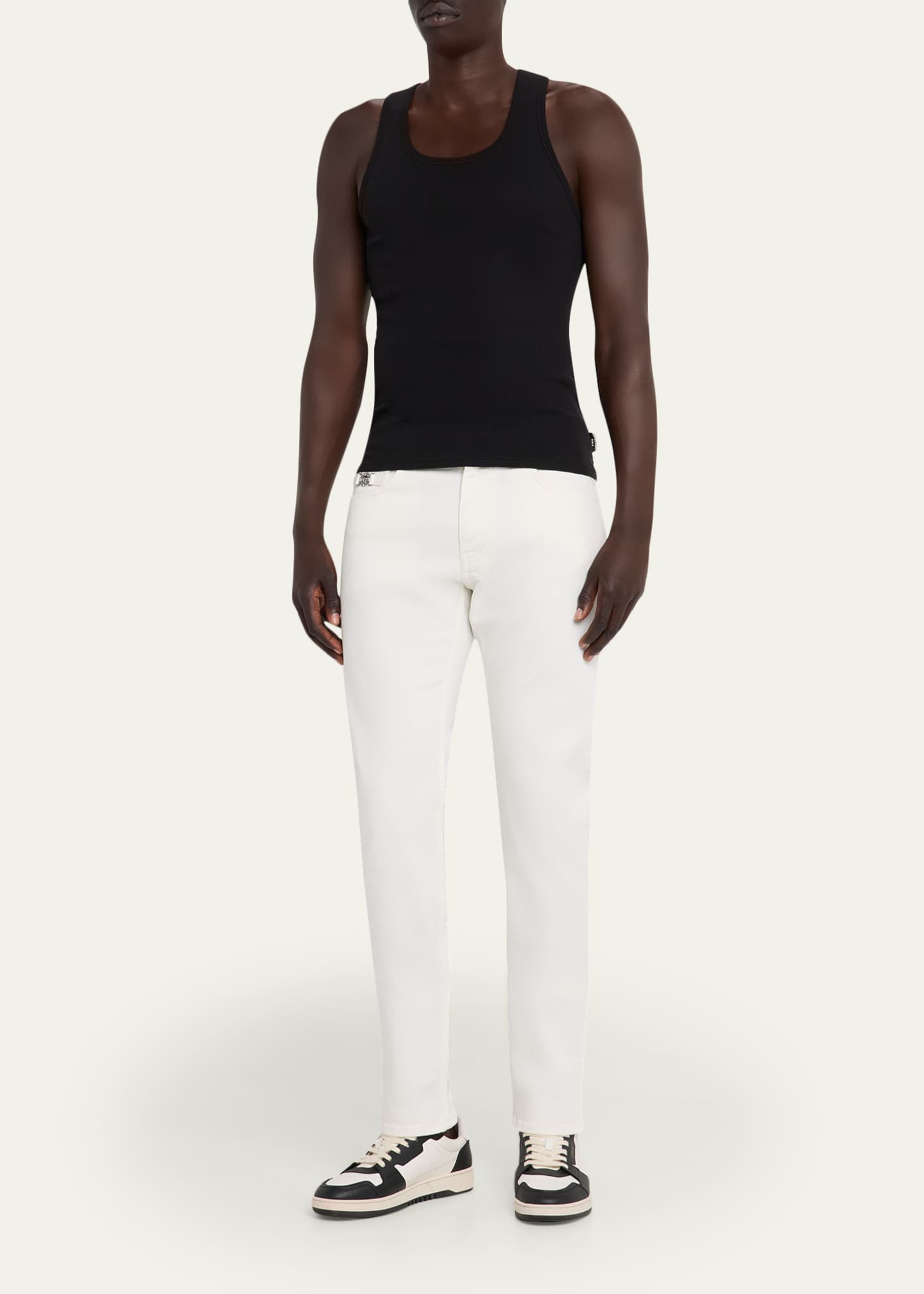 Versace Men's White Denim Straight-Leg Jeans Image 2 of 5