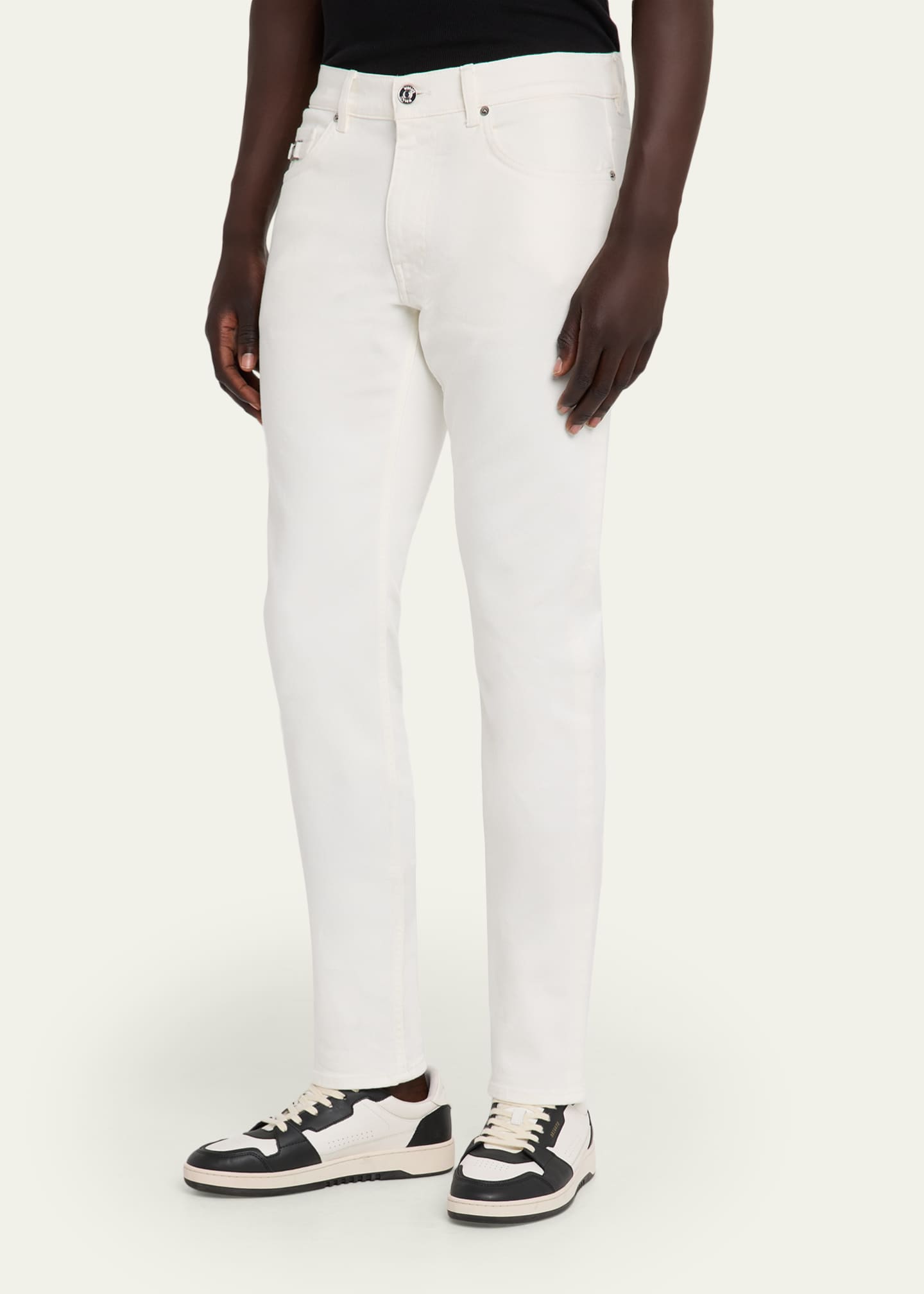 Versace Men's White Denim Straight-Leg Jeans Image 4 of 5